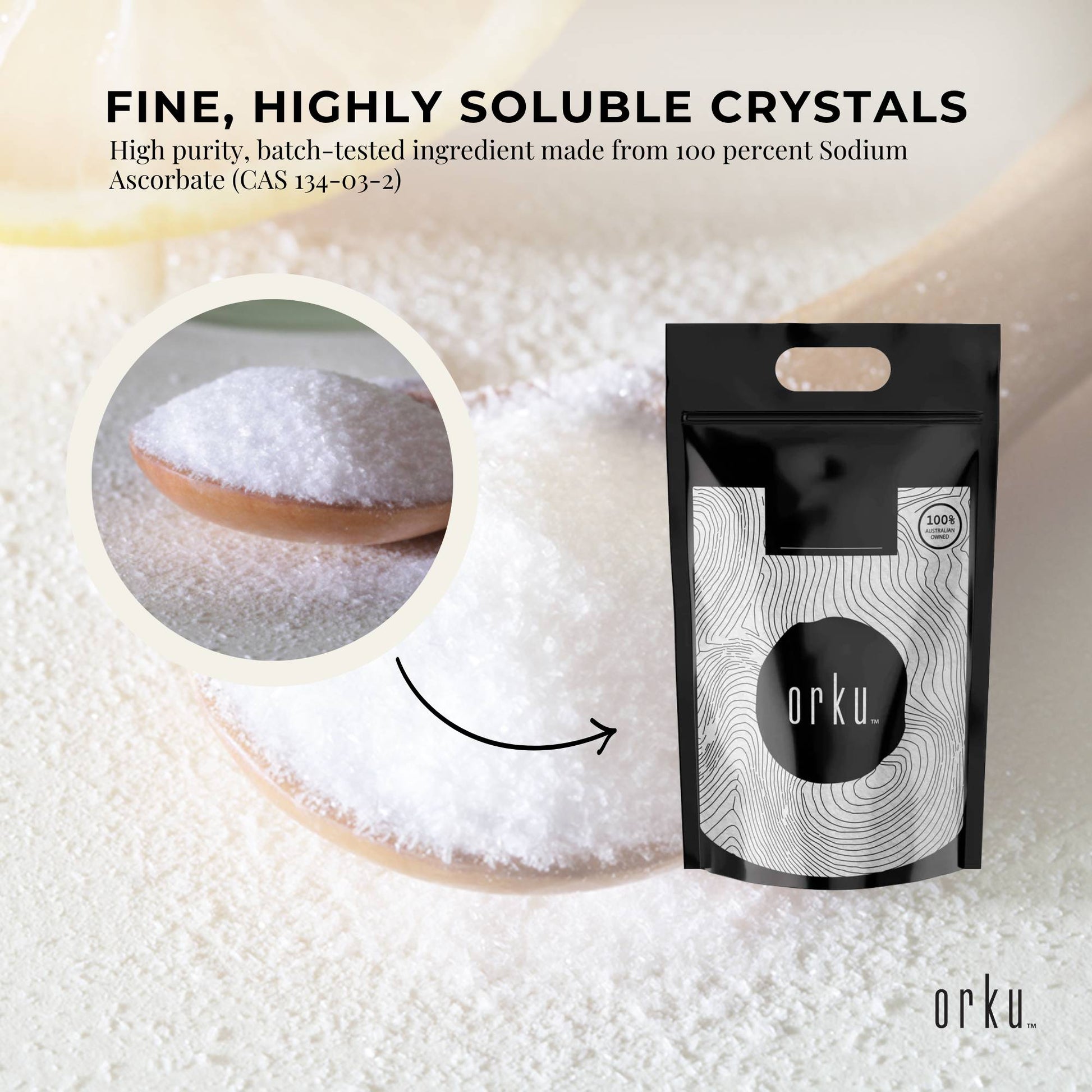 Orku 20Kg Sodium Ascorbate - High Purity Soluble Crystalline Powder Ingredient