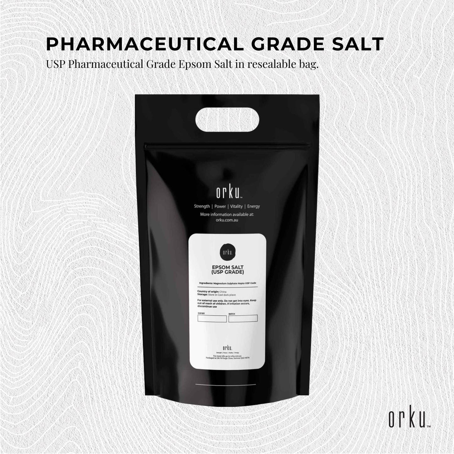 Orku 20Kg USP Epsom Salt Crystals - Magnesium Sulphate Bath Garden Household Use
