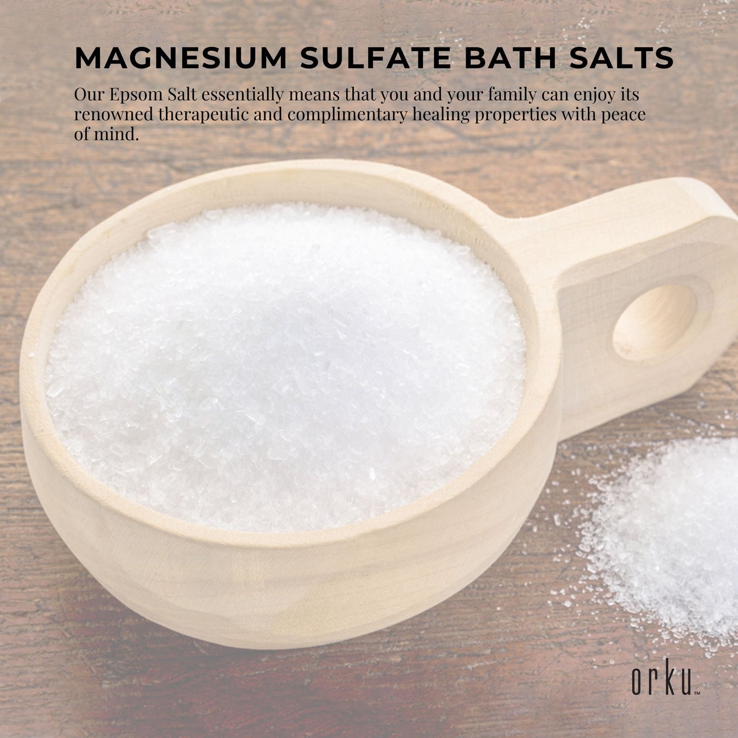 Orku 20Kg USP Epsom Salt Crystals - Magnesium Sulphate Bath Garden Household Use