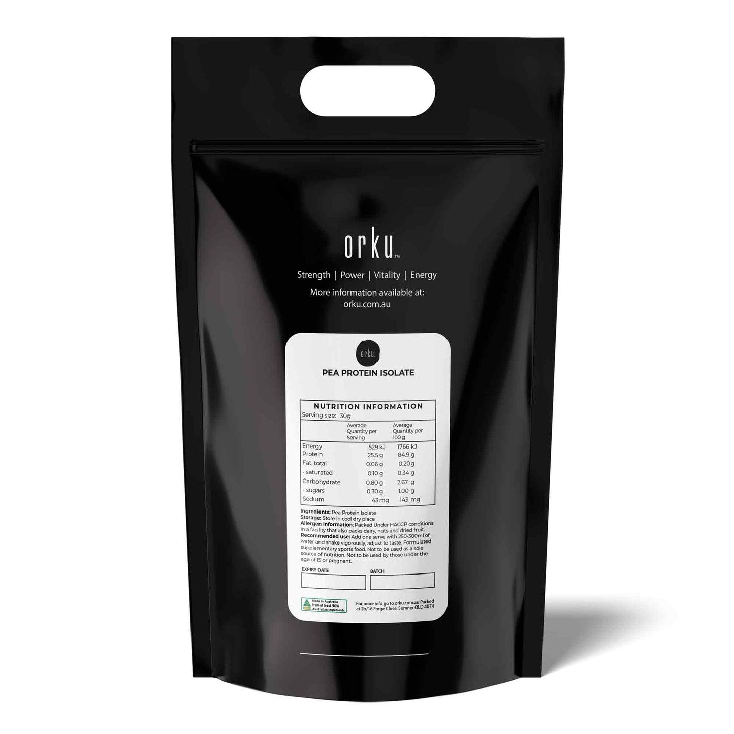 Orku 20kg Pea Protein Isolate Powder - High Protein Plant Based Unsweetened