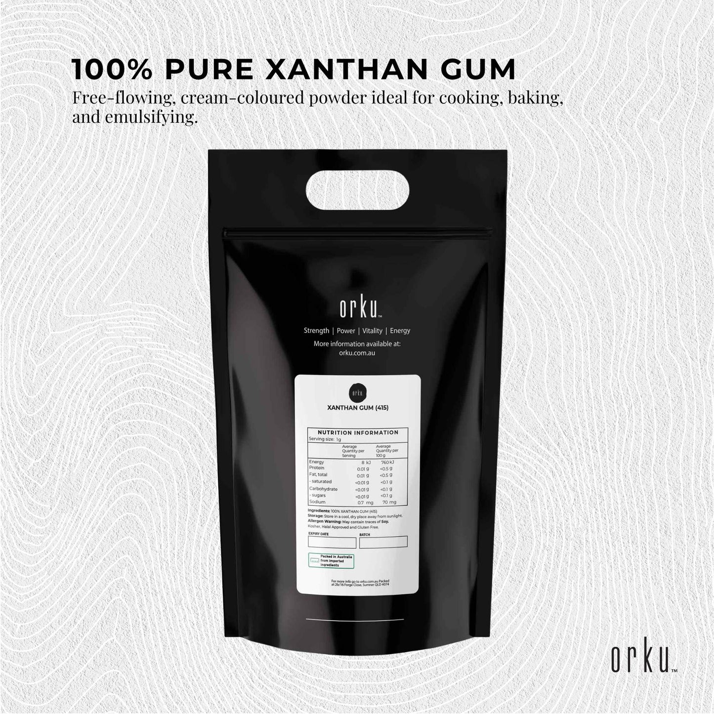 Orku Xanthan Gum Thickener Pure Fine Powder 200 Mesh FCC E415 Food Additive