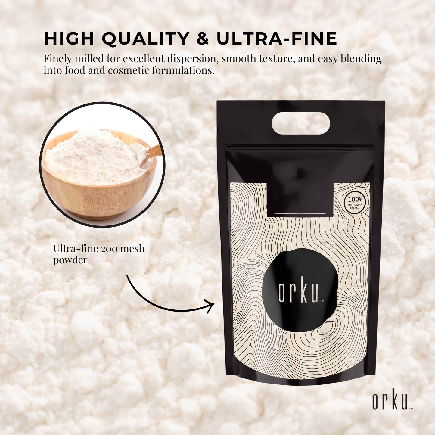 Orku Xanthan Gum Thickener Pure Fine Powder 200 Mesh FCC E415 Food Additive