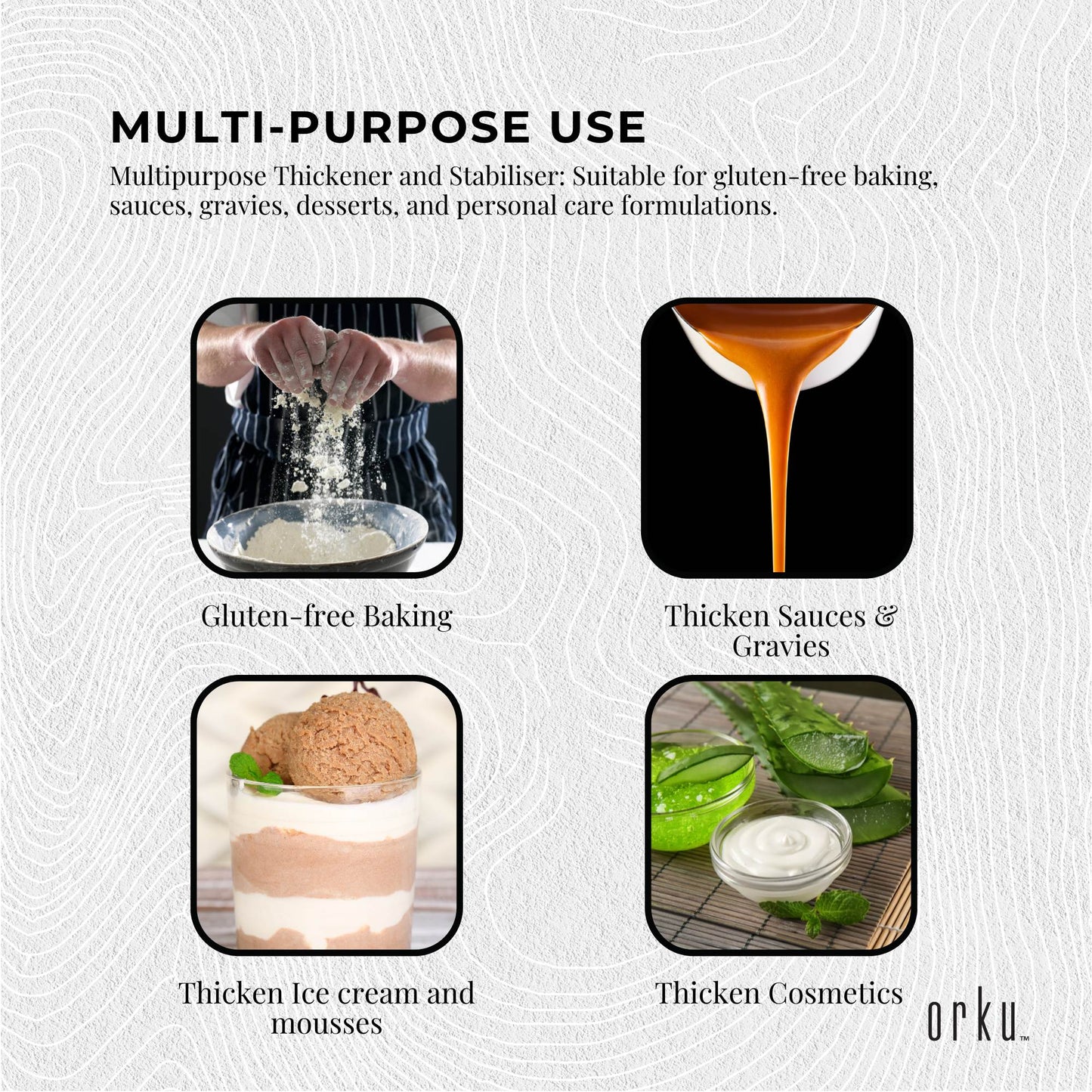 Orku Xanthan Gum Thickener Pure Fine Powder 200 Mesh FCC E415 Food Additive