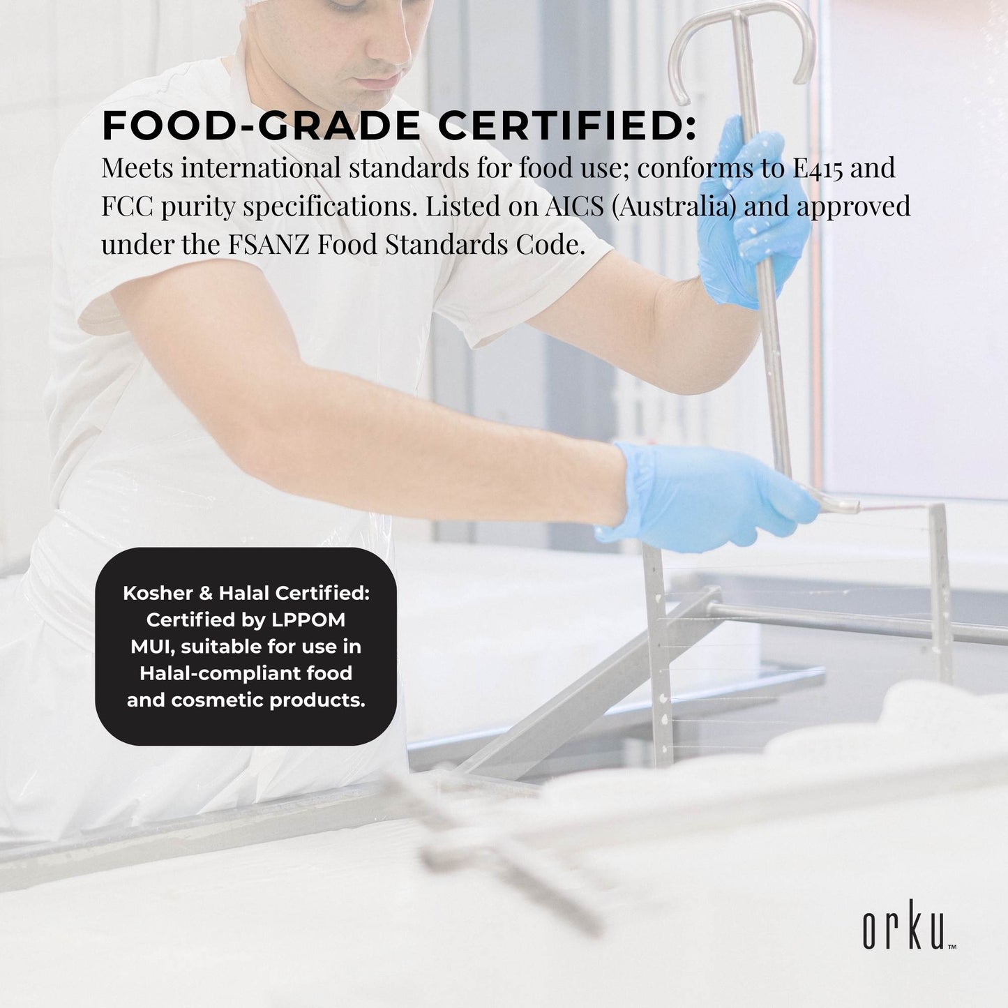 Orku Xanthan Gum Thickener Pure Fine Powder 200 Mesh FCC E415 Food Additive
