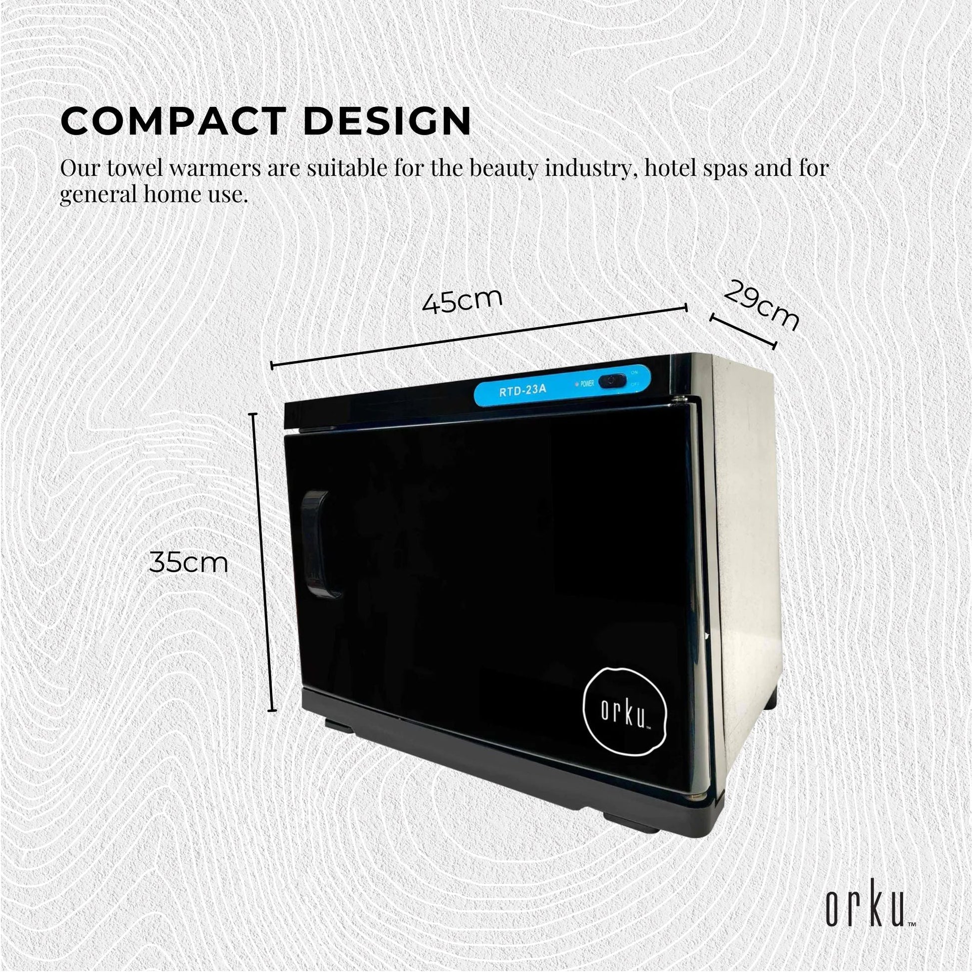 Orku 23L Black UV Electric Towel Warmer Steriliser Cabinet Salon Heat Sanitiser