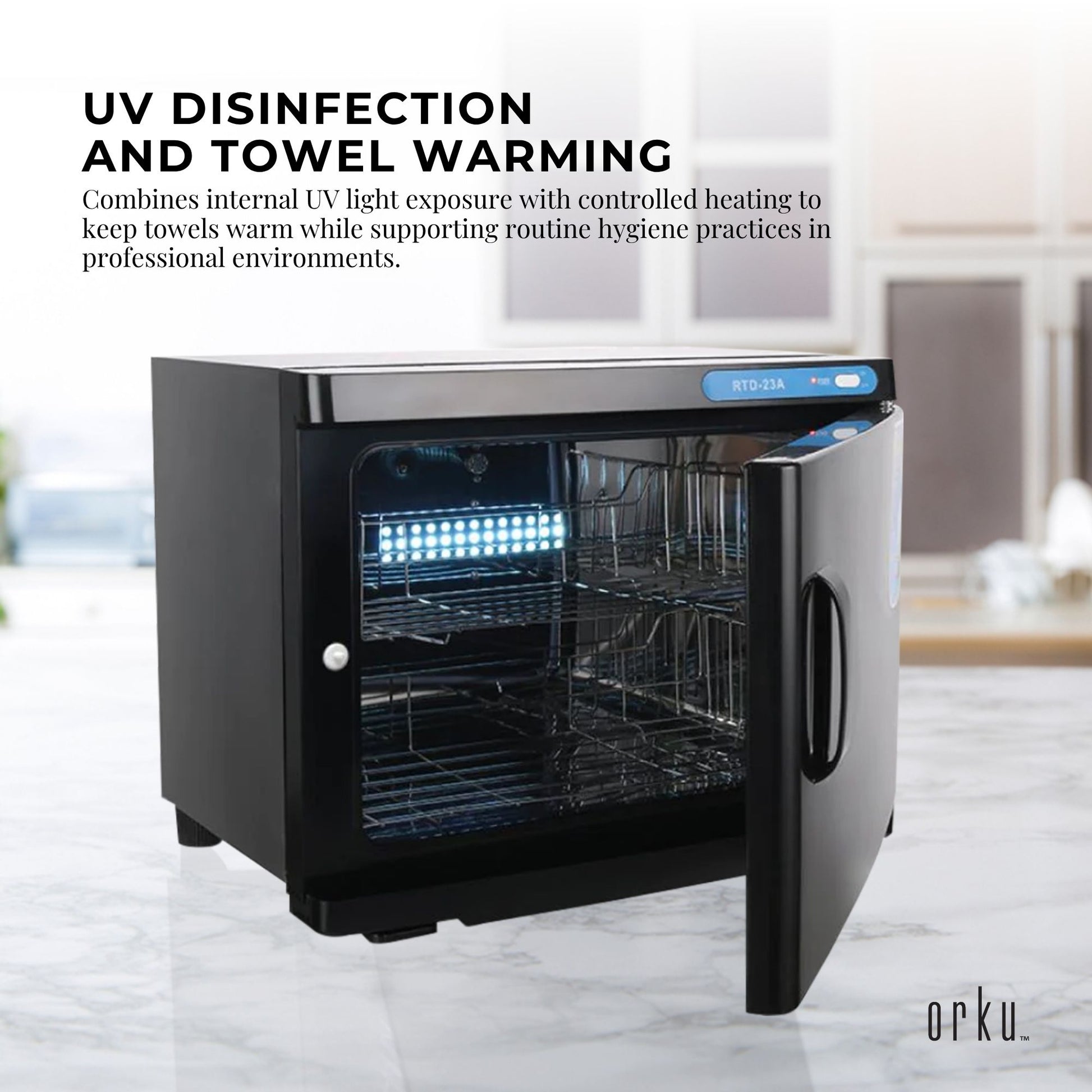 Orku 23L UV Disinfection Electric Towel Warmer Cabinet Salon Spa Black