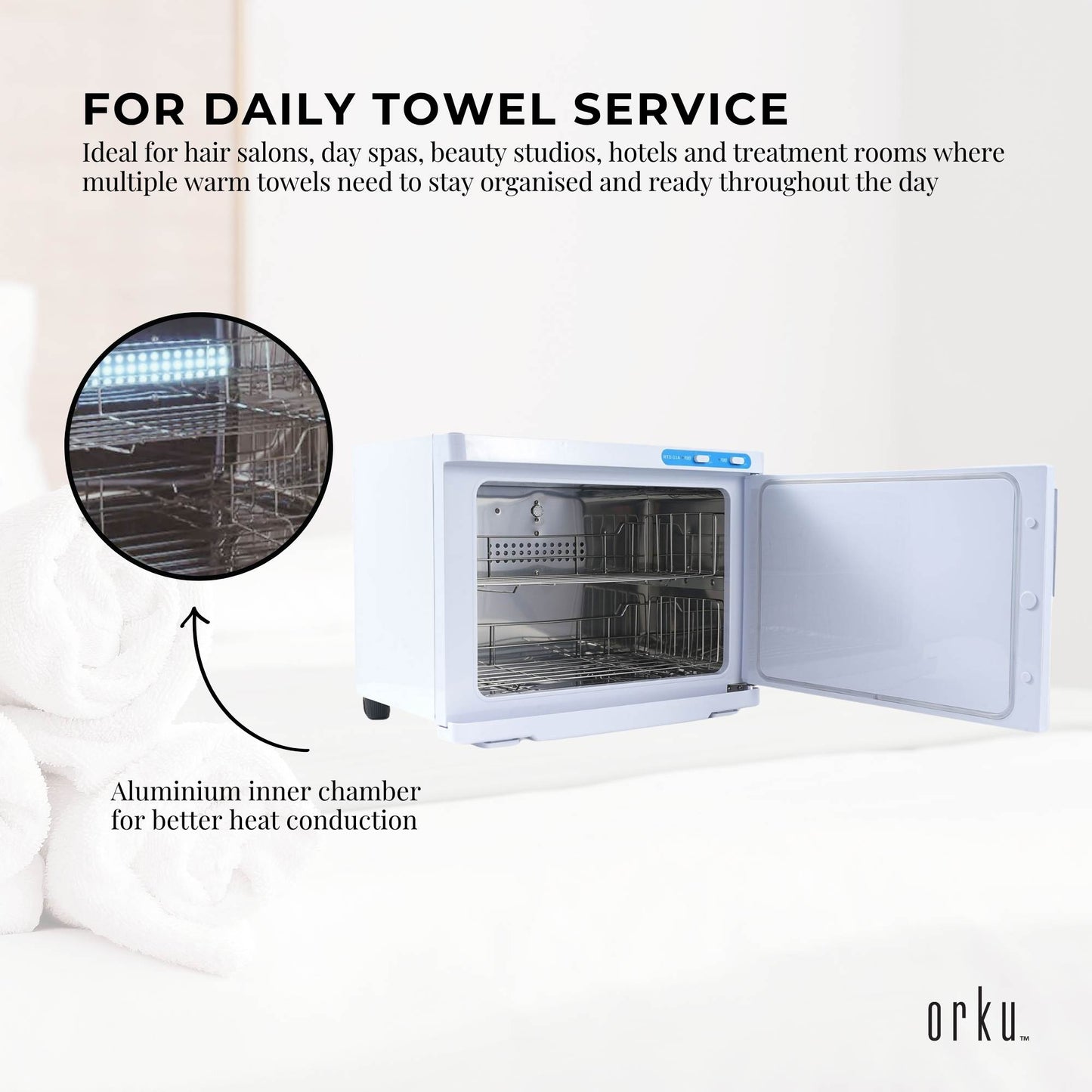 Orku 23L UV Electric Towel Warmer Cabinet Salon Spa White
