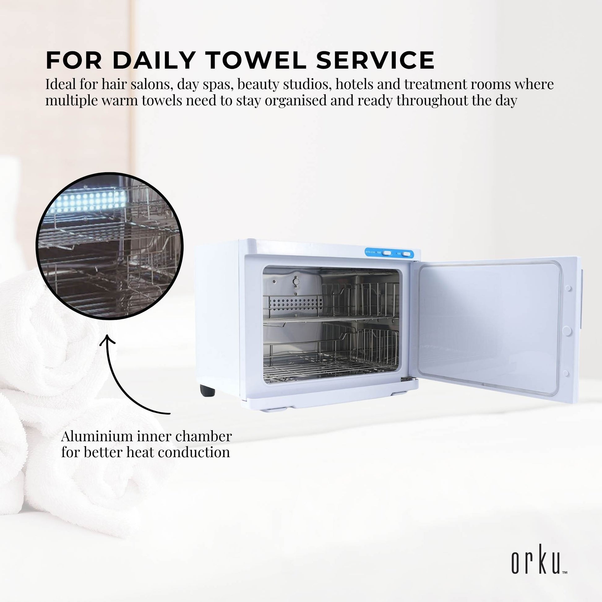 Orku 23L UV Electric Towel Warmer Cabinet Salon Spa White