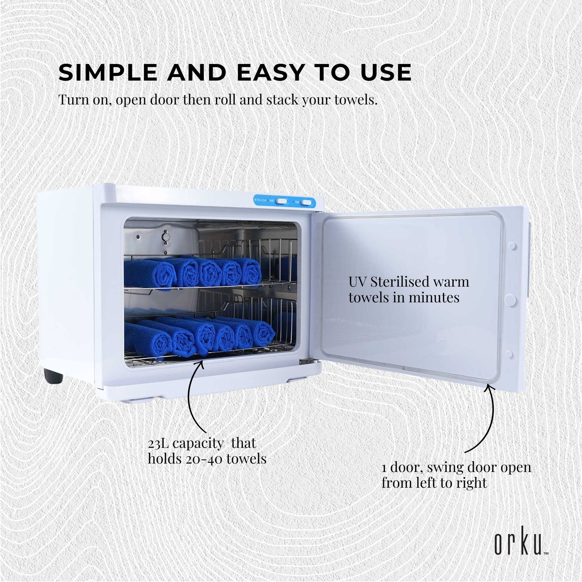 Orku 23L White UV Electric Towel Warmer Steriliser Cabinet Salon Heat Sanitiser