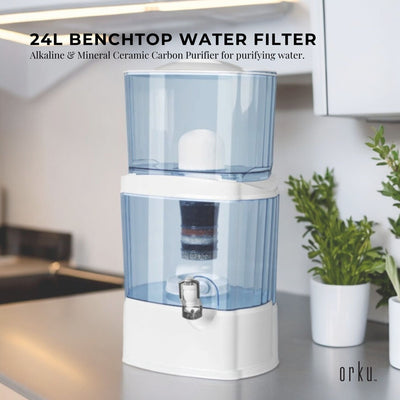 Orku 24L Benchtop Water Filters - 8 Stage Mineral Gravity Filtration System