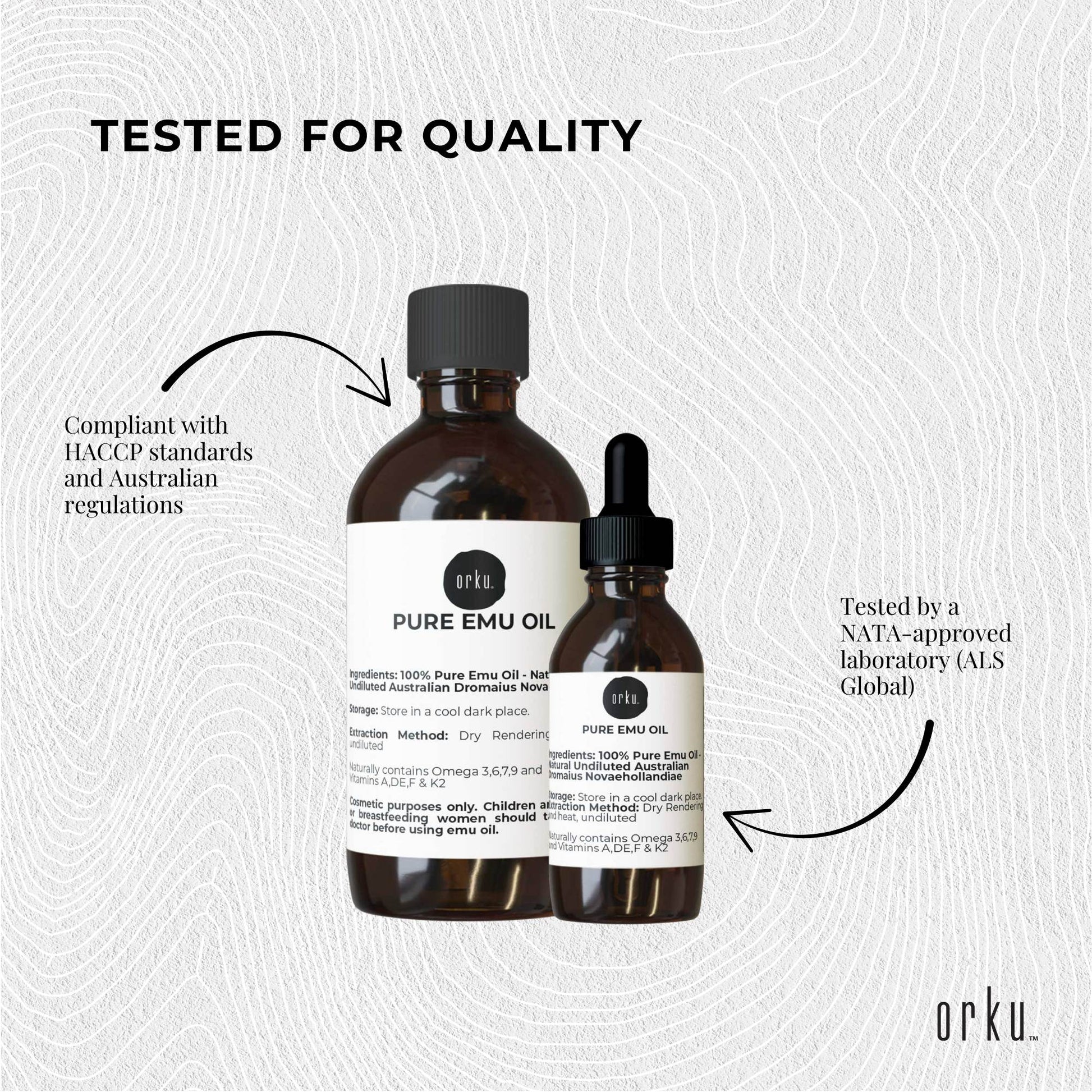 Orku 250ml Pure Emu Oil + Bonus 25ml Bottle - Australian Dromaius Novaehollandiae