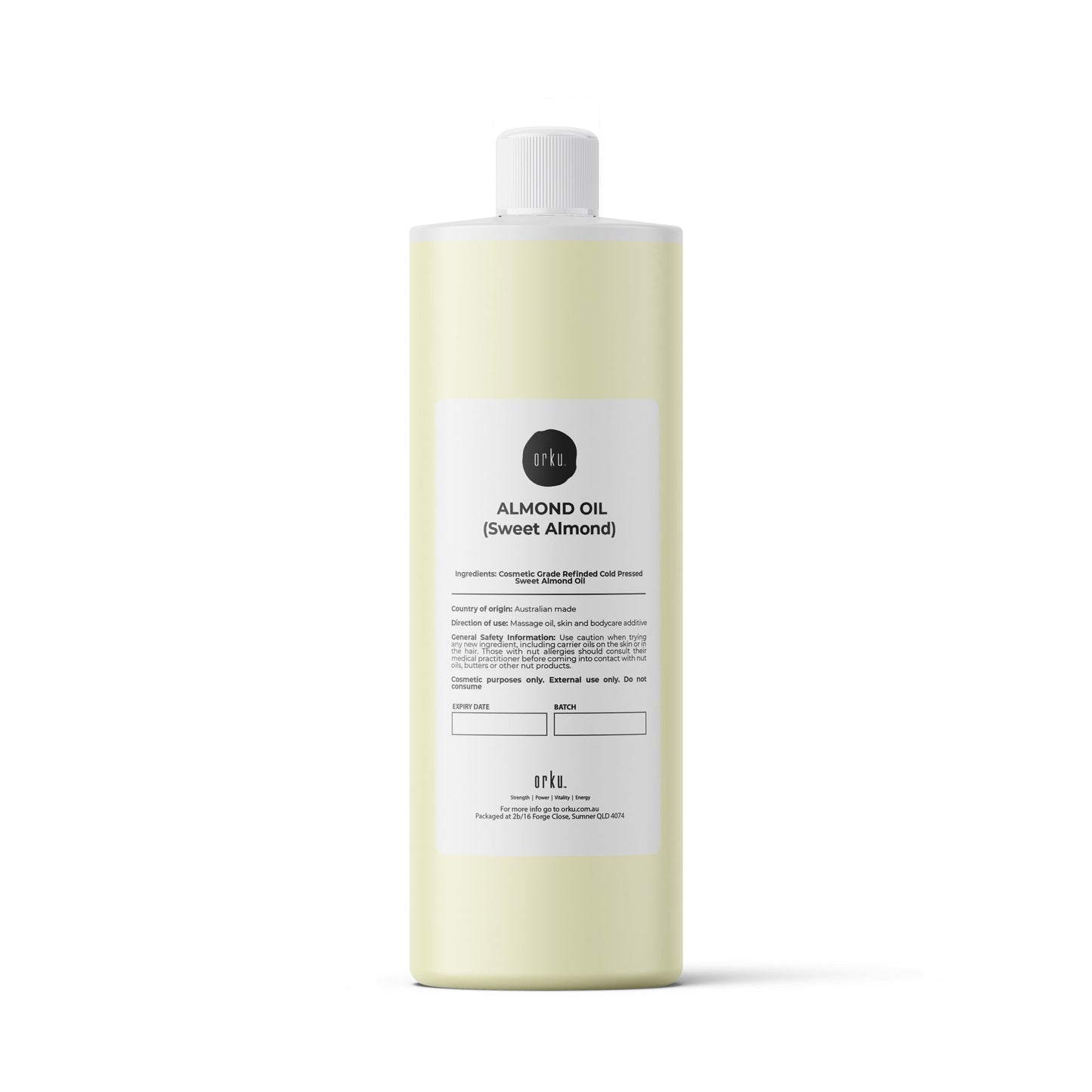 Orku 250ml Sweet Almond Oil 100% Pure Refined Cosmetic Carrier Skin Hair