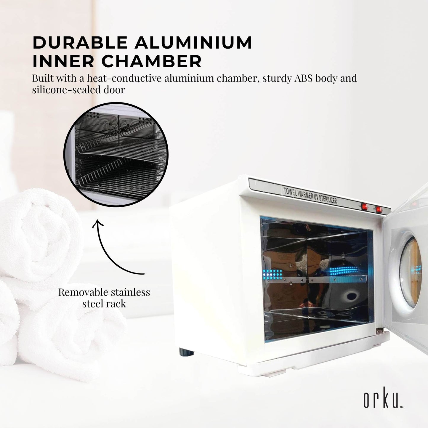 Orku 25L UV Electric Towel Warmer Cabinet Salon Spa White