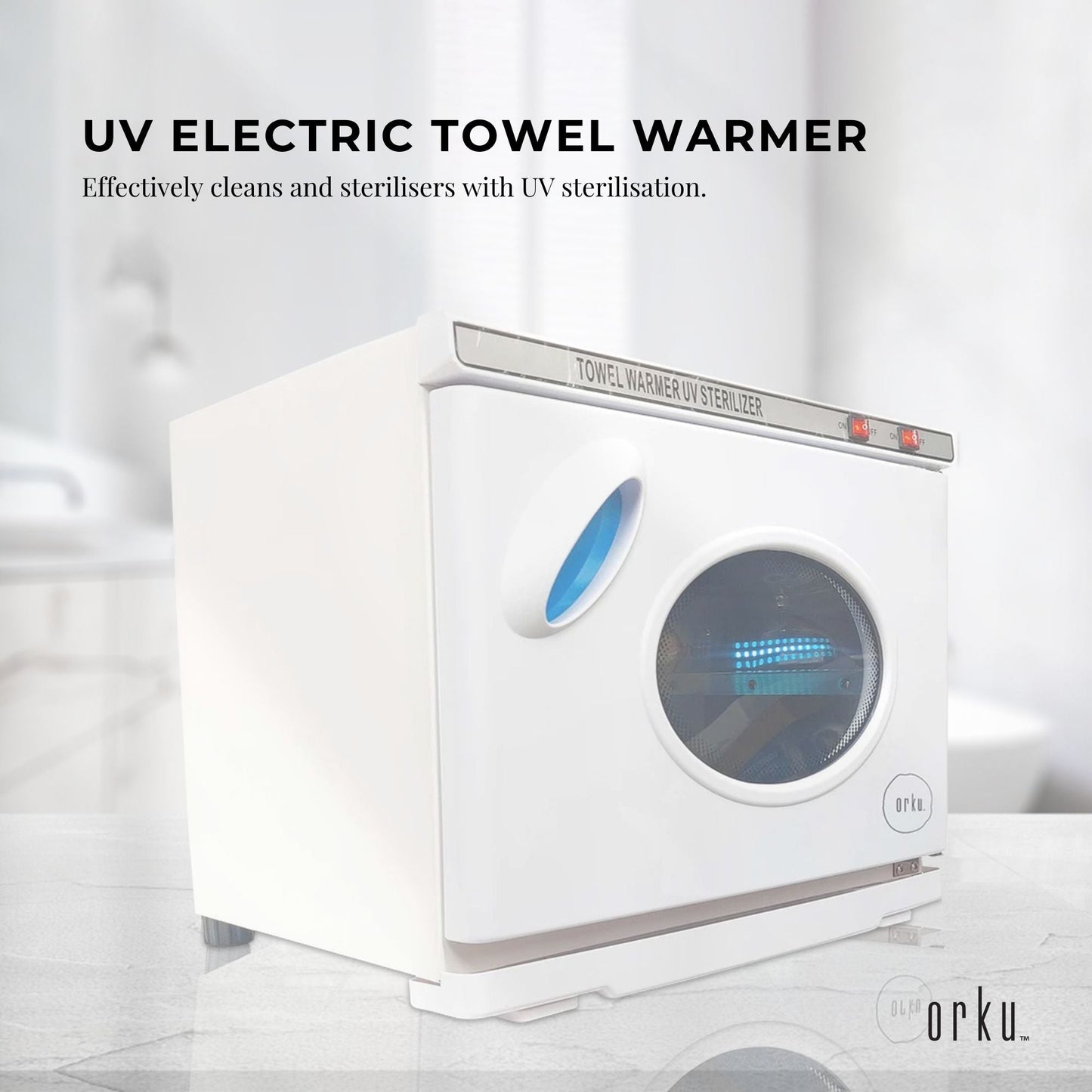 Orku 25L White UV Electric Towel Warmer Steriliser Cabinet Salon Heat Sanitiser