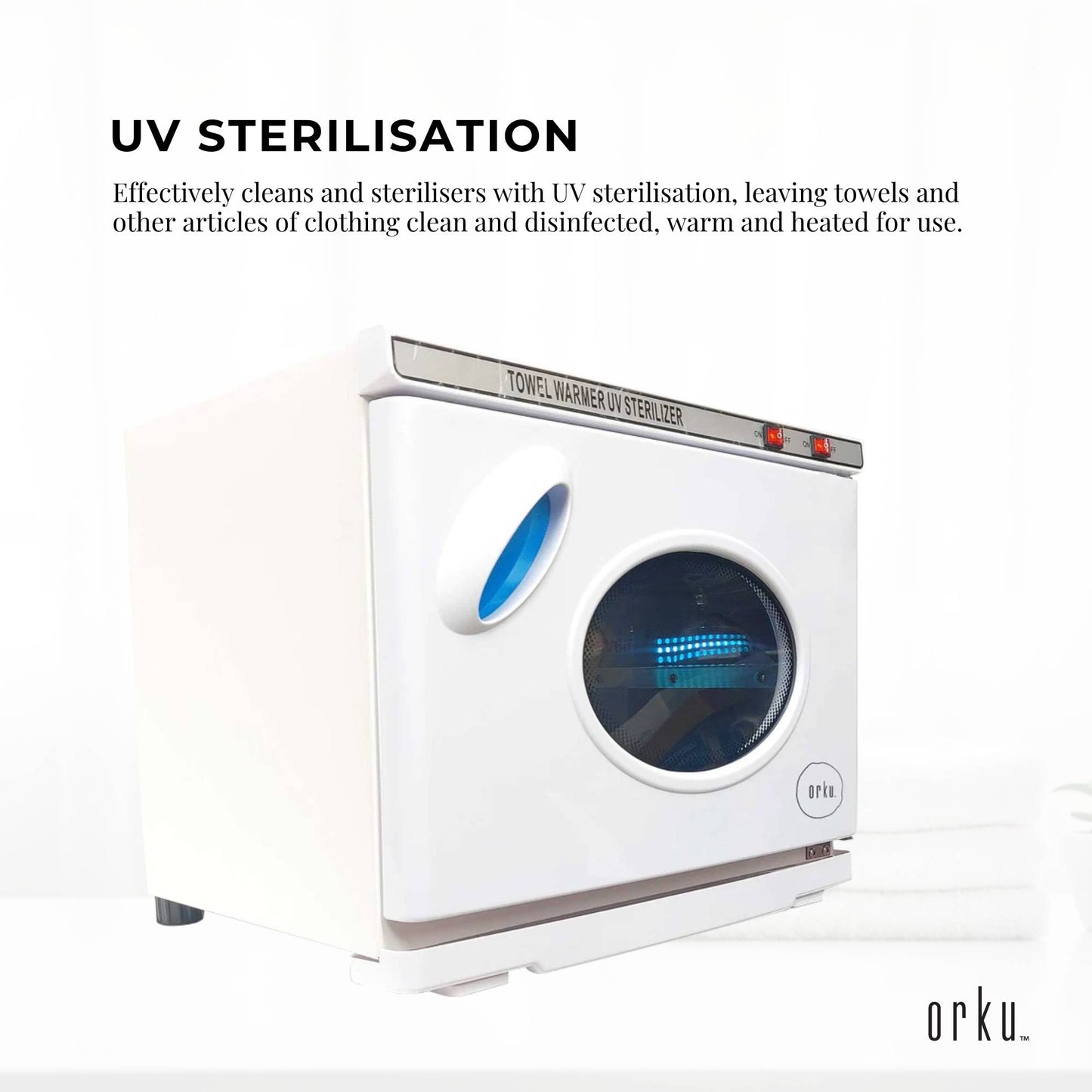 Orku 25L White UV Electric Towel Warmer Steriliser Cabinet Salon Heat Sanitiser
