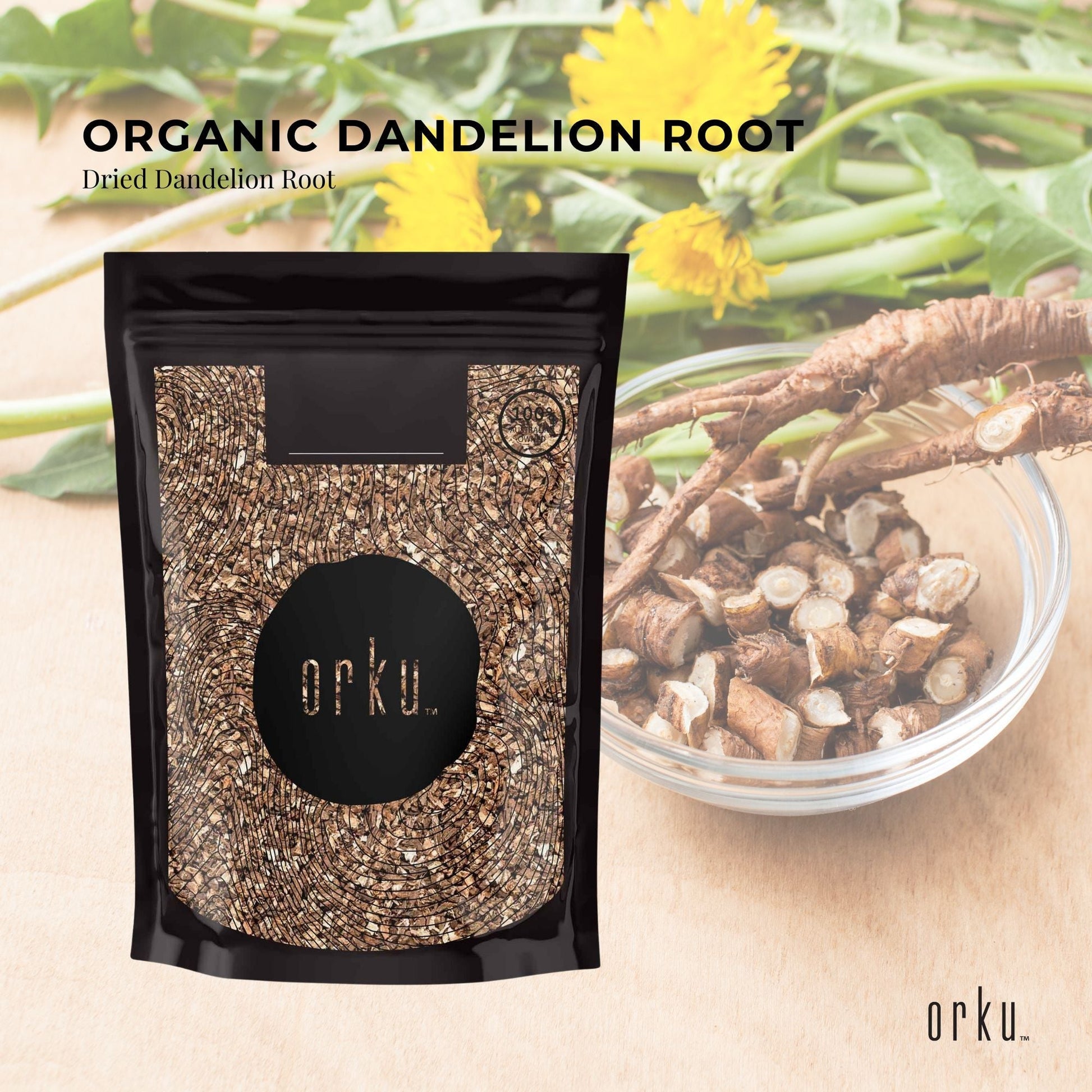 Orku 25g Organic Dandelion Root - Dried Raw Herbal Tea