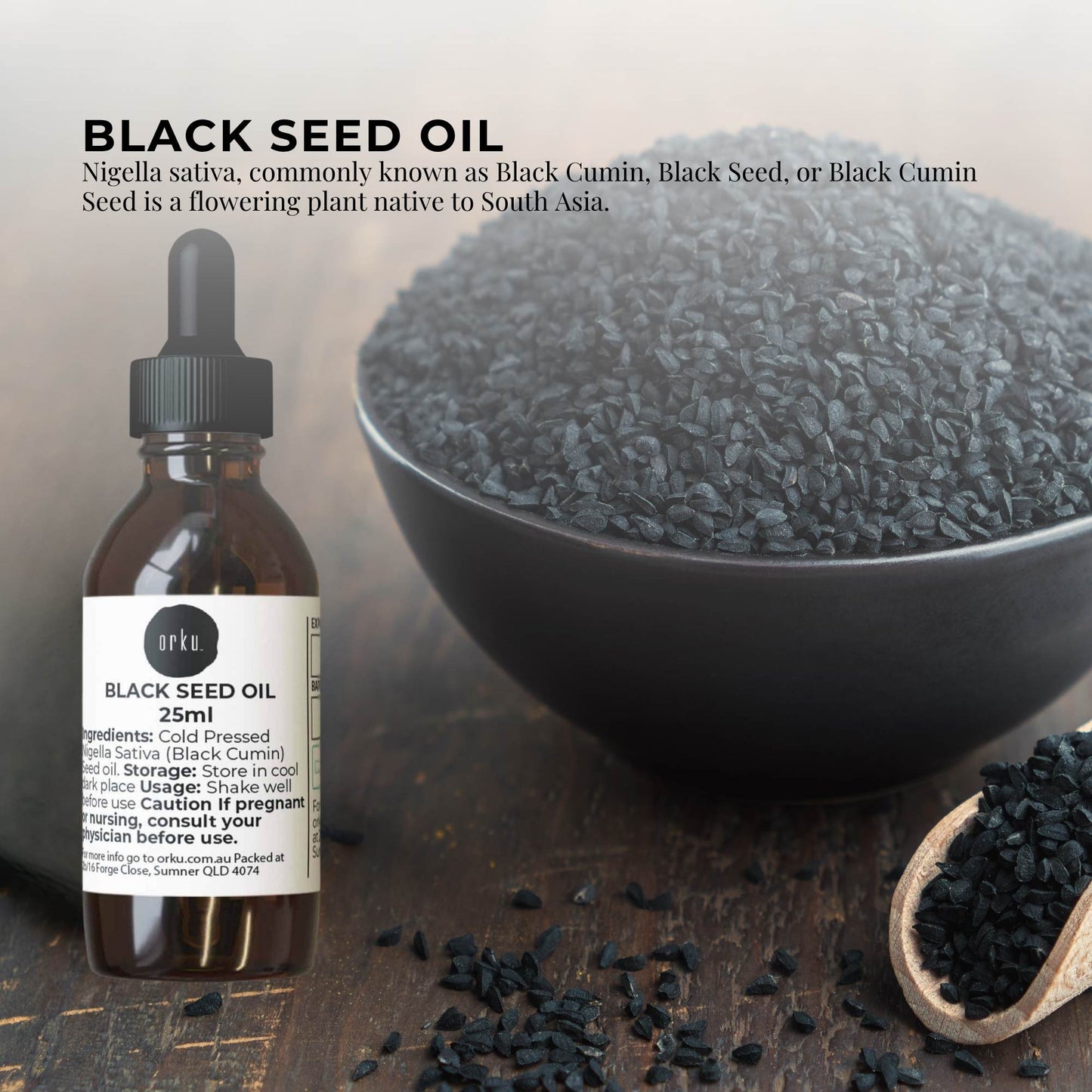 Orku 25ml Pure Black Seed Oil Cold Pressed 100% Ethiopian Nigella Sativa Cumin