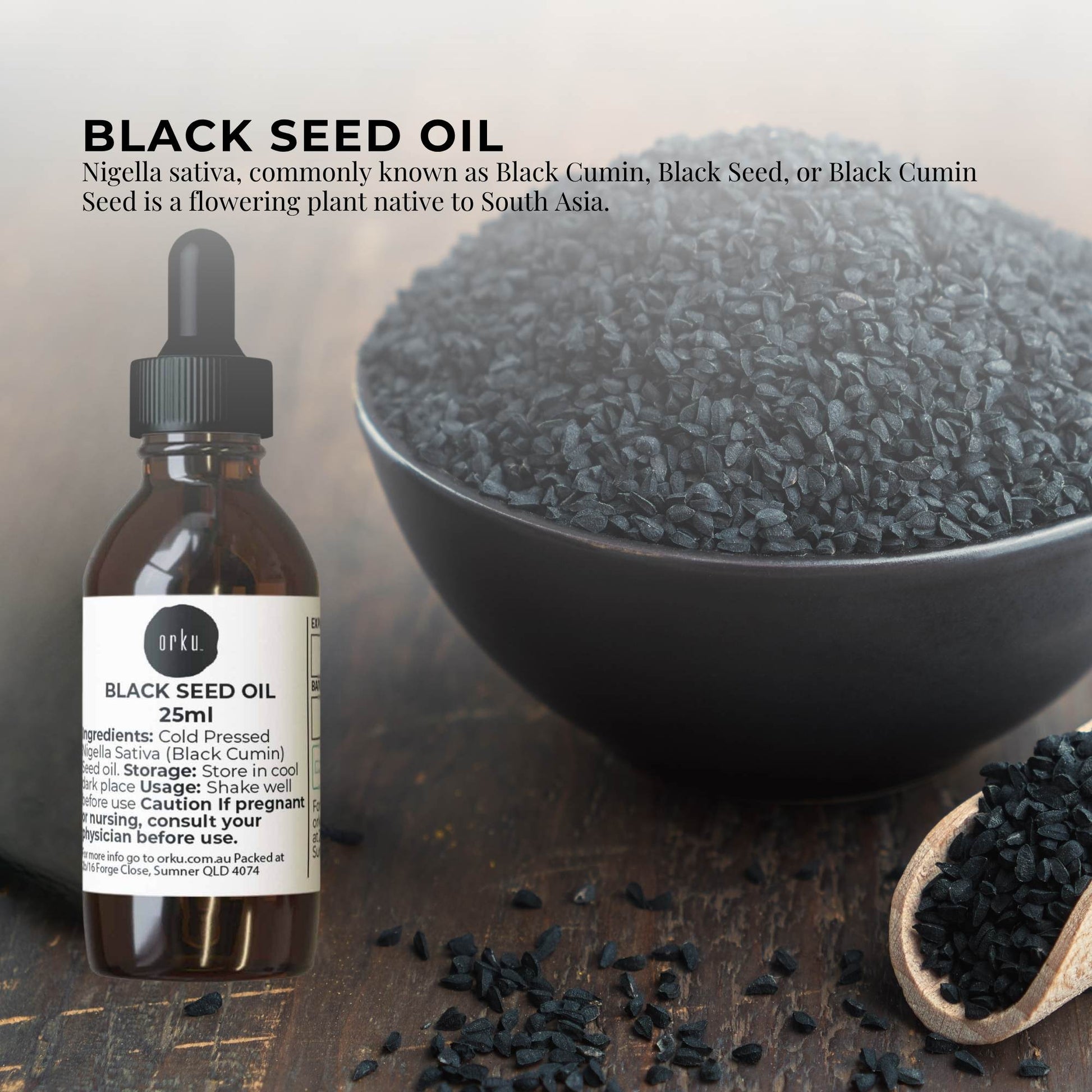 Orku 25ml Pure Black Seed Oil Cold Pressed 100% Ethiopian Nigella Sativa Cumin