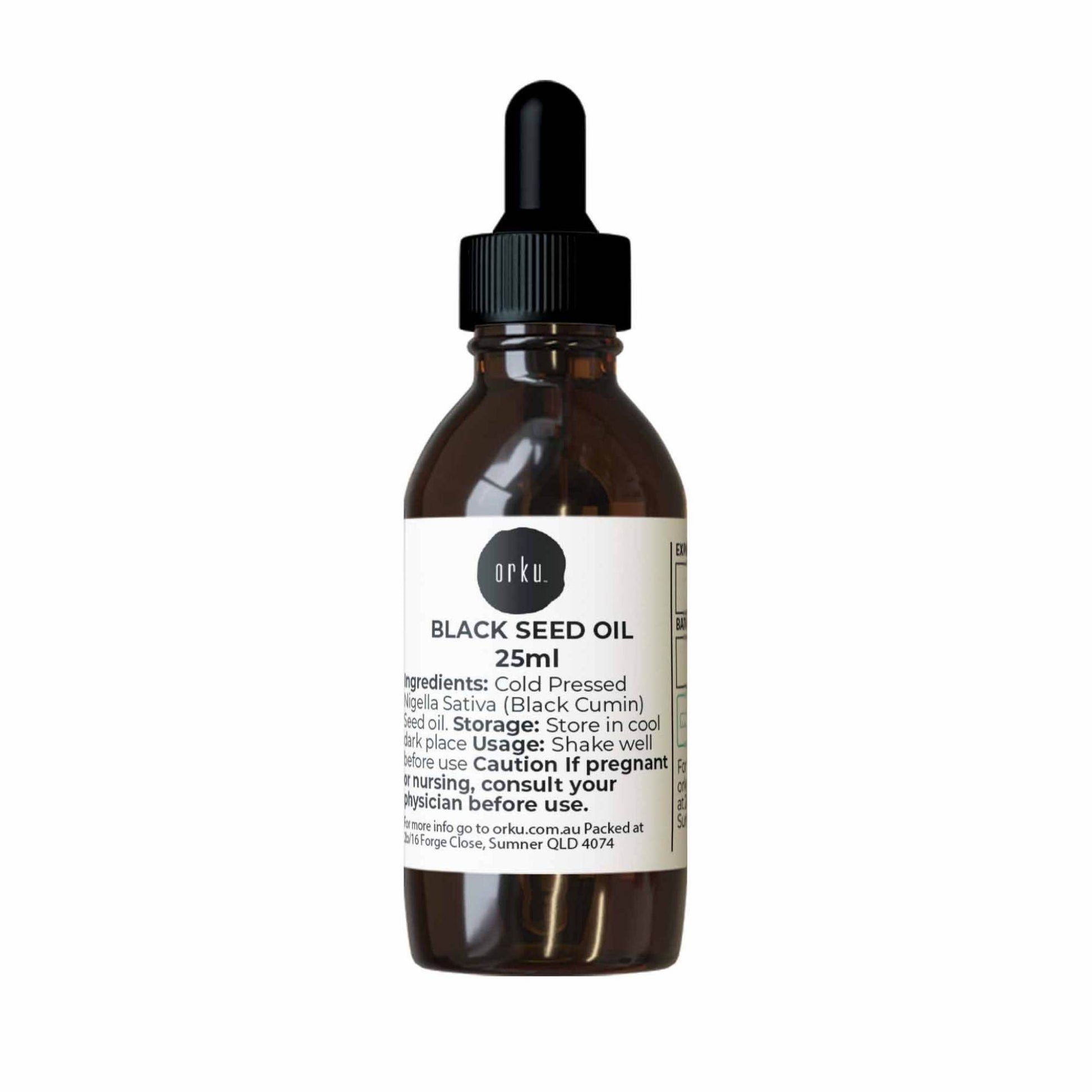 Orku 25ml Pure Black Seed Oil Cold Pressed 100% Ethiopian Nigella Sativa Cumin