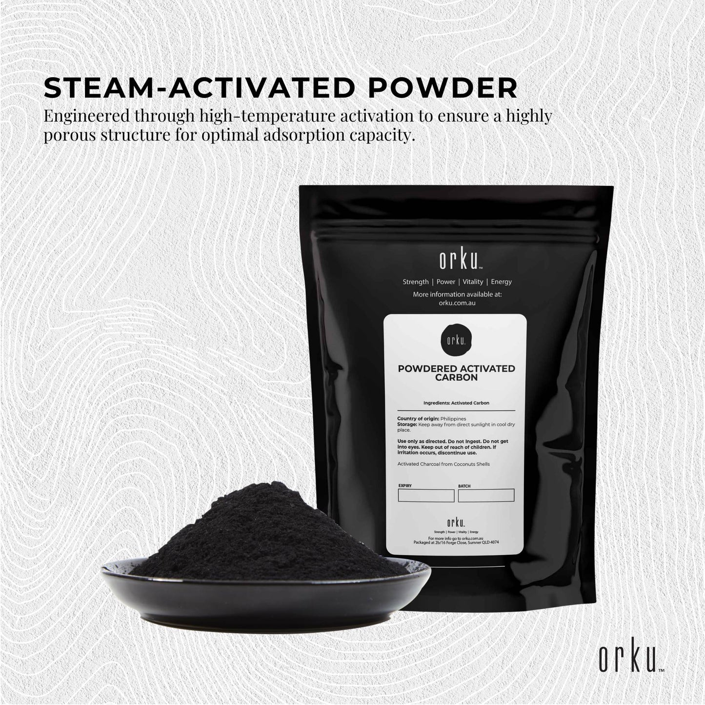 Orku 2Kg Activated Carbon Powder Coconut Charcoal - Water Filtration