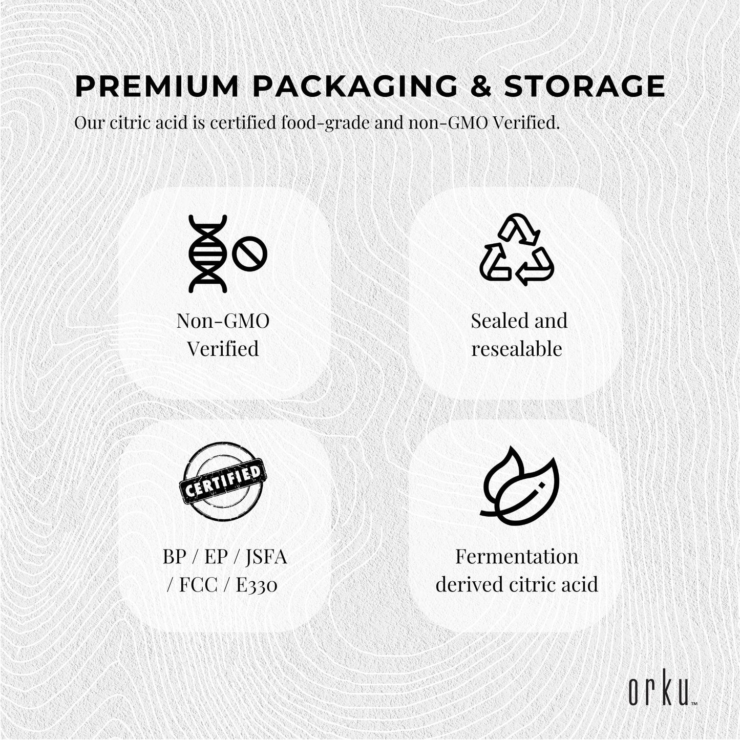 Orku 1Kg Citric Acid Powder - Food Grade Non GMO Anhydrous Preservative E330