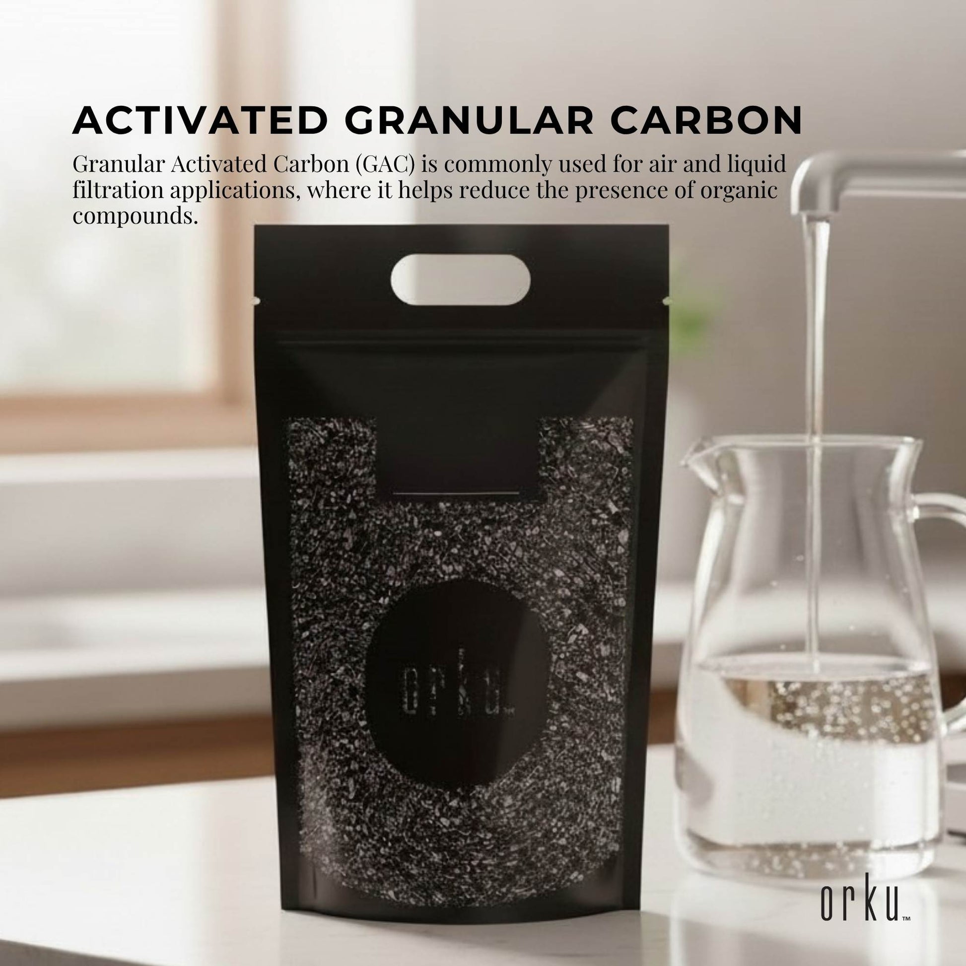 Orku 2Kg Granular Activated Carbon GAC Coconut Shell Charcoal Filtration Media