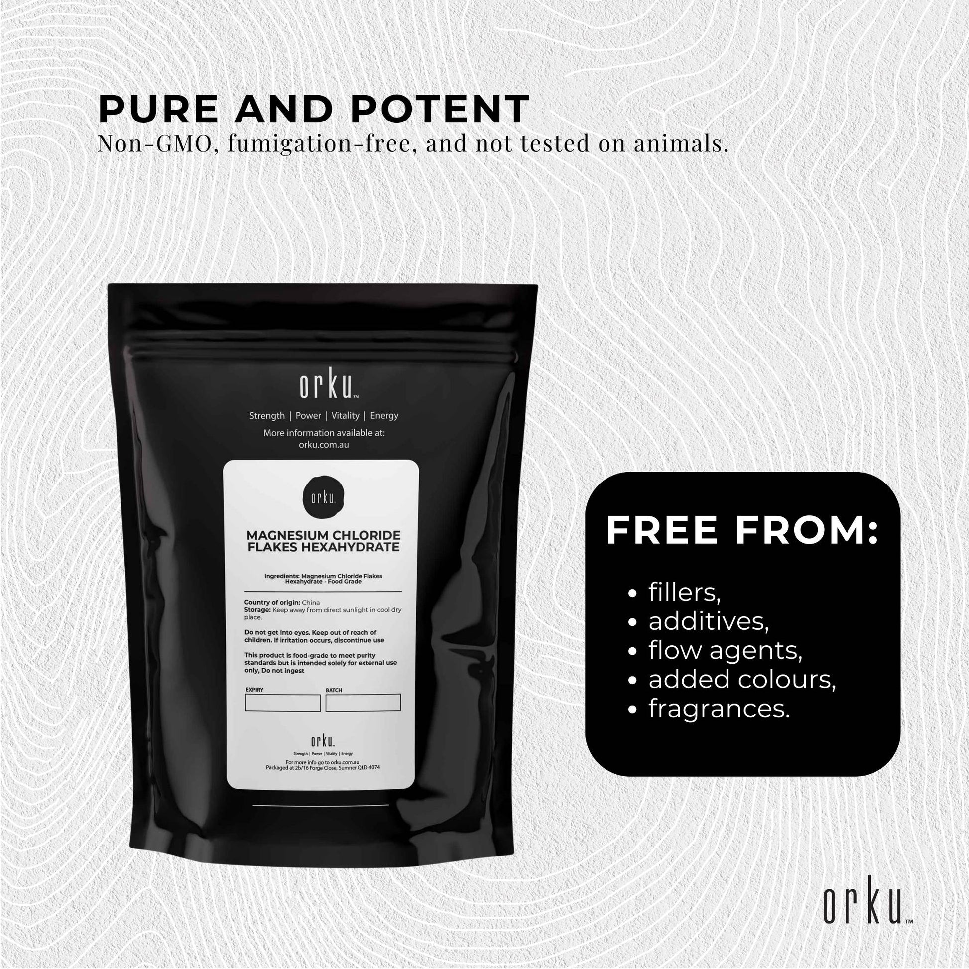 Orku 2Kg Magnesium Chloride Flakes Hexahydrate - FCC USP Spec Bath Salts