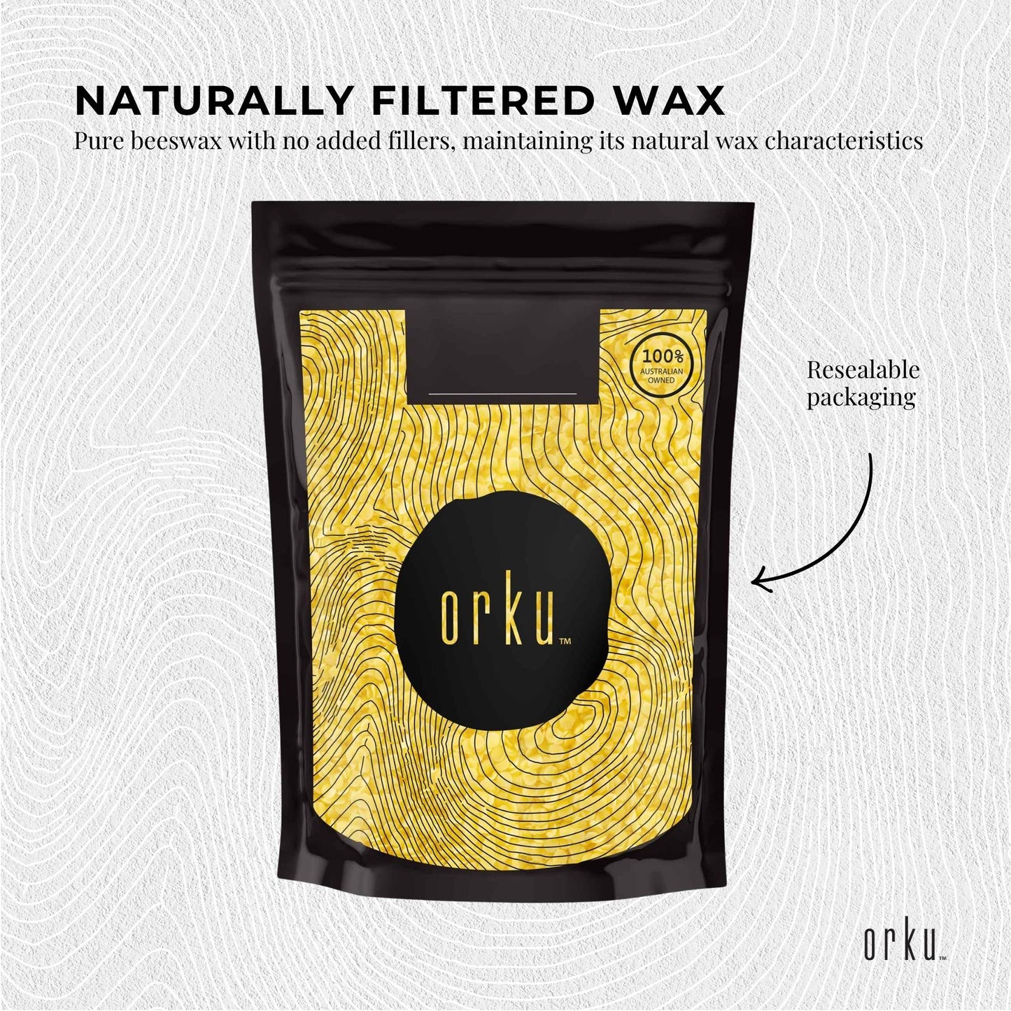 Orku 2Kg Organic Beeswax Pellets Yellow - Cosmetic Grade Pure Bees Wax Pastilles