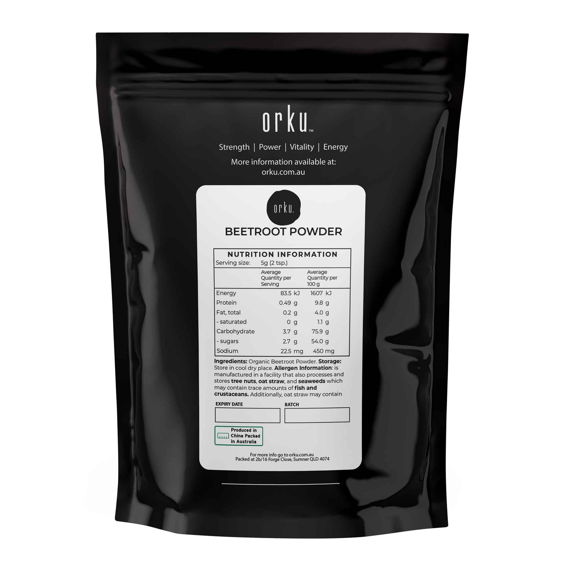 Orku 1Kg Organic Beetroot Powder - 100% Pure Beet Root Powder - Beta vulgaris
