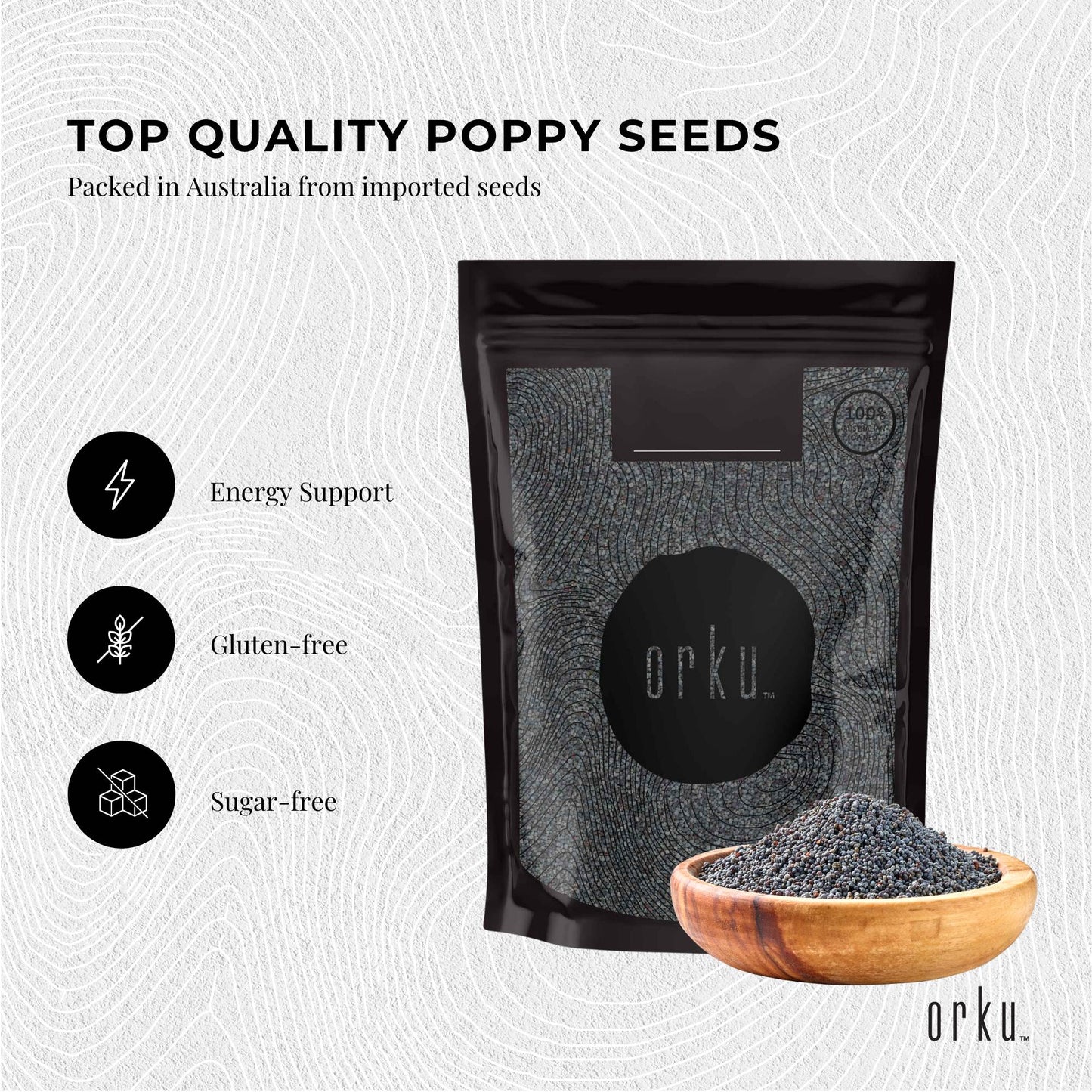 Orku 2Kg Poppy Seeds Unwashed Papaver Somniferum For Baking and Decorating