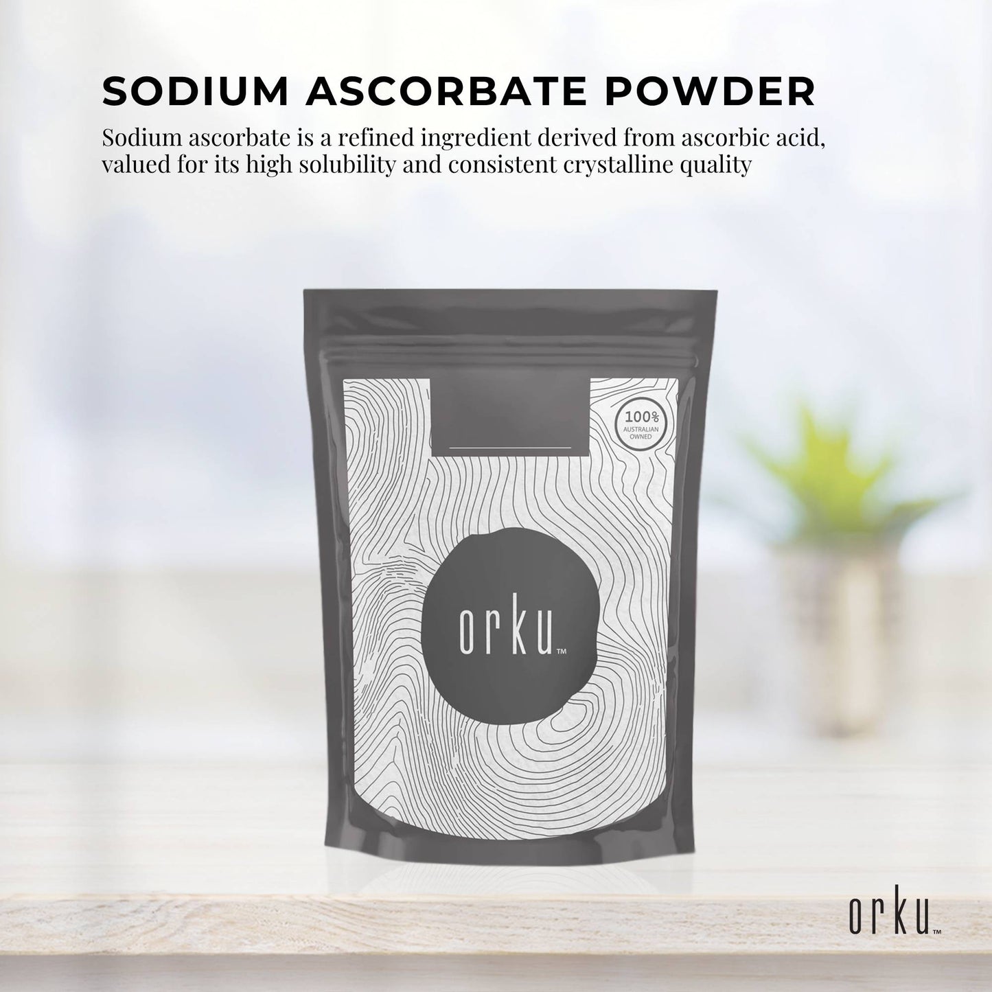 Orku 2Kg Sodium Ascorbate - High Purity Soluble Crystalline Powder Ingredient