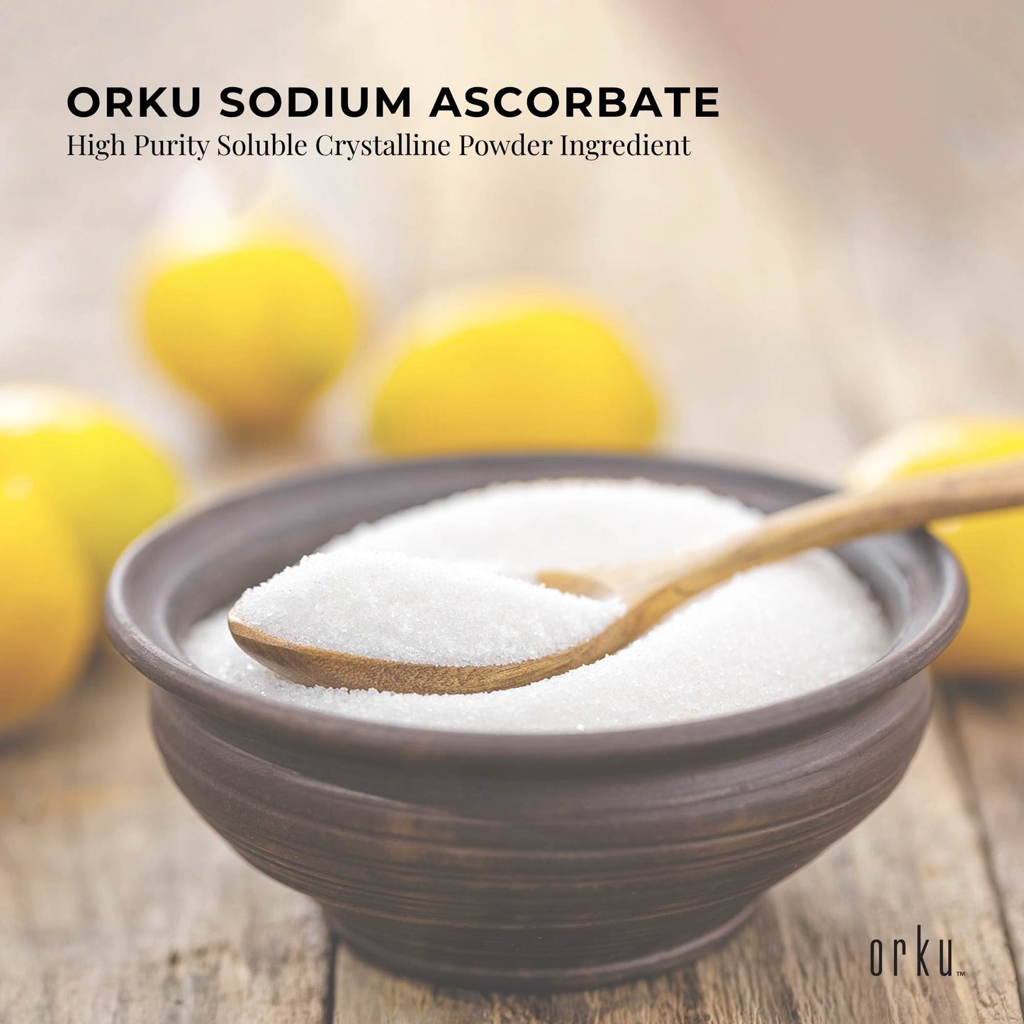 Orku 1Kg Sodium Ascorbate - High Purity Soluble Crystalline Powder Ingredient