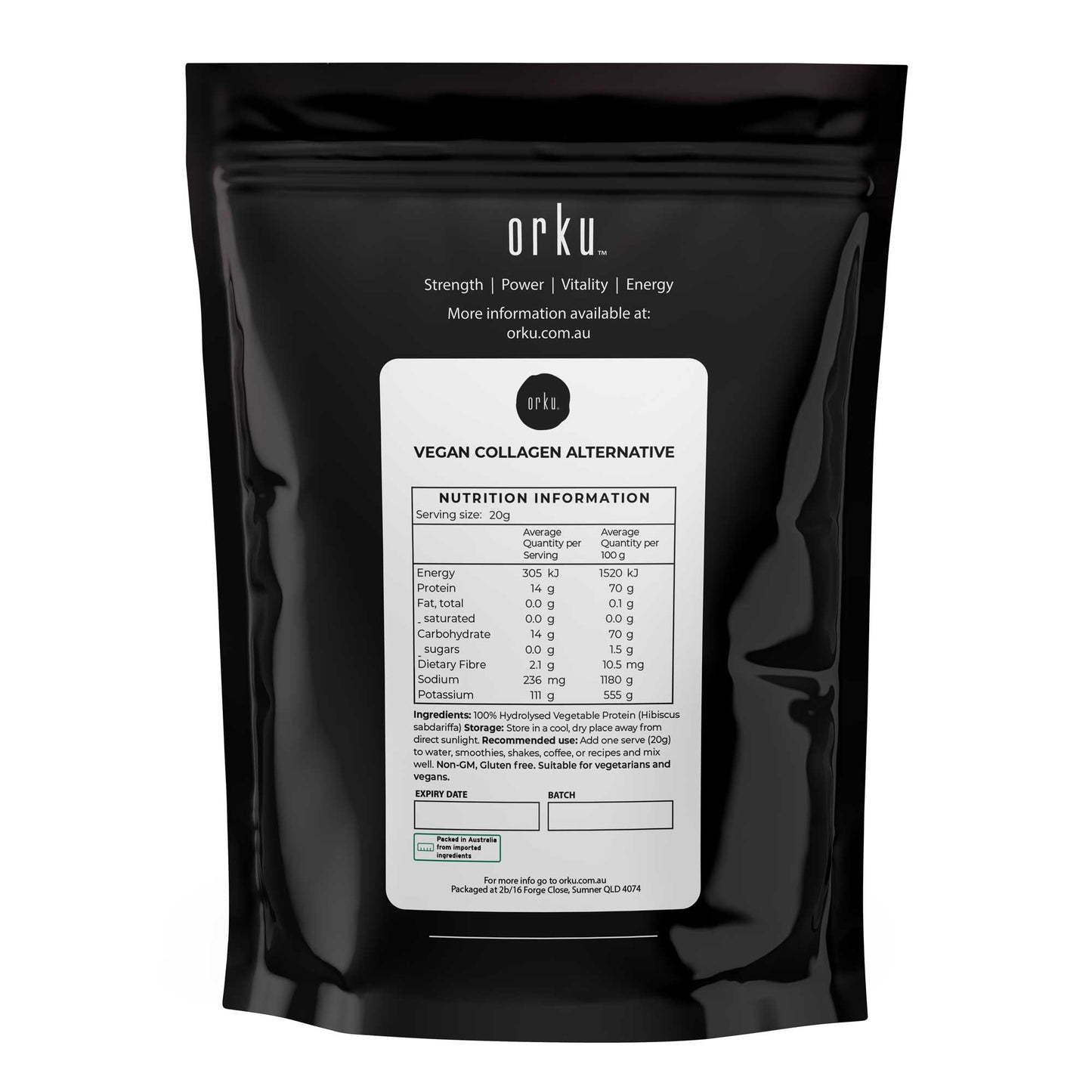 Orku 2Kg Vegan Collagen Plant Based Alternative Powder Hydrolysed Protein