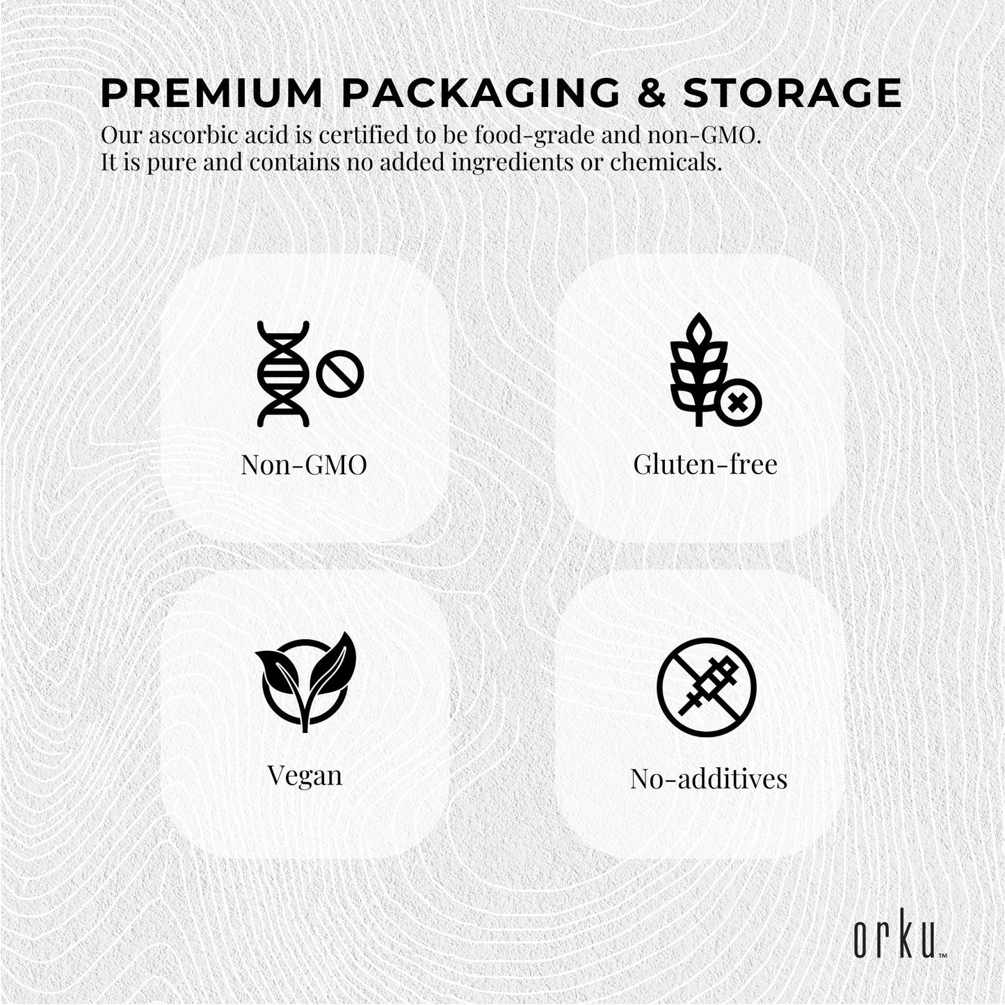 Orku 1Kg Vitamin C Powder Pure L-Ascorbic Acid - USP Grade Non-GMO