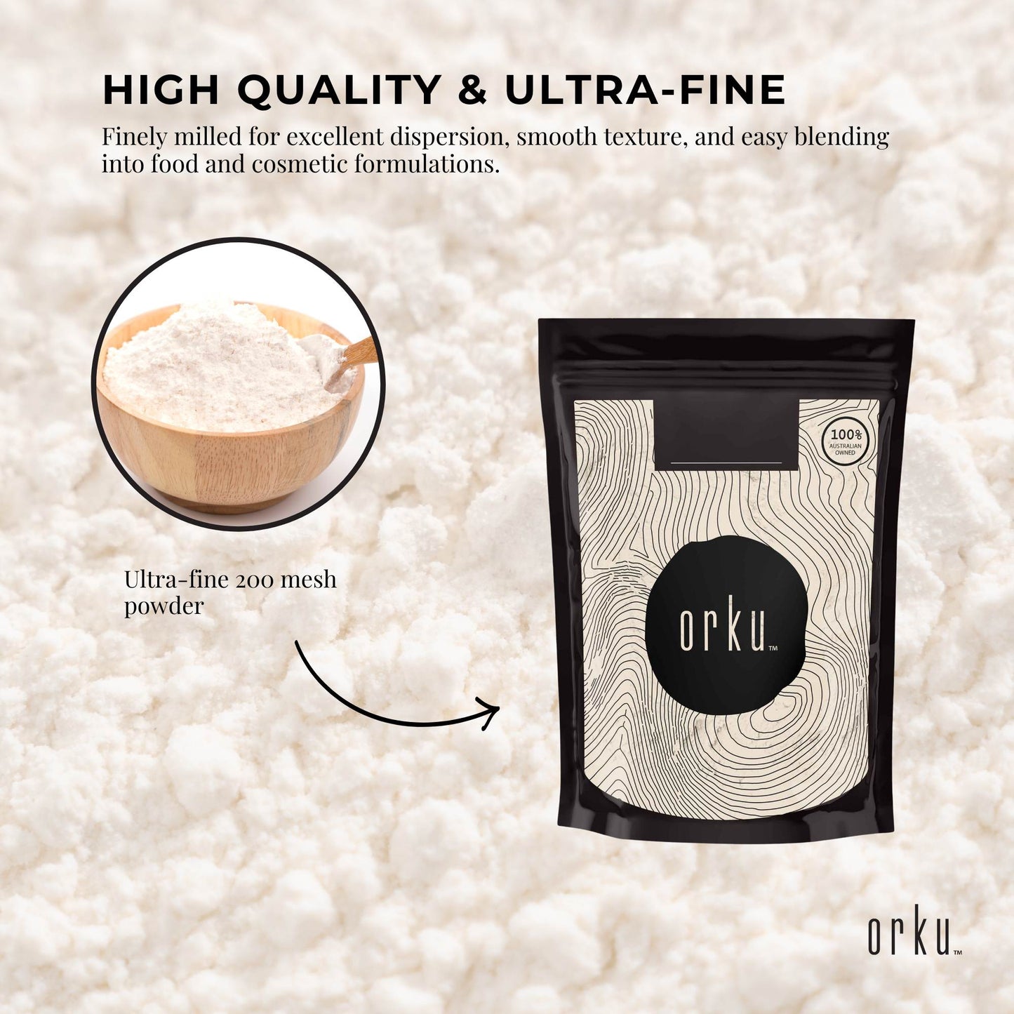 Orku 2Kg Xanthan Gum Thickener Pure Fine Powder 200 Mesh FCC E415 Food Additive