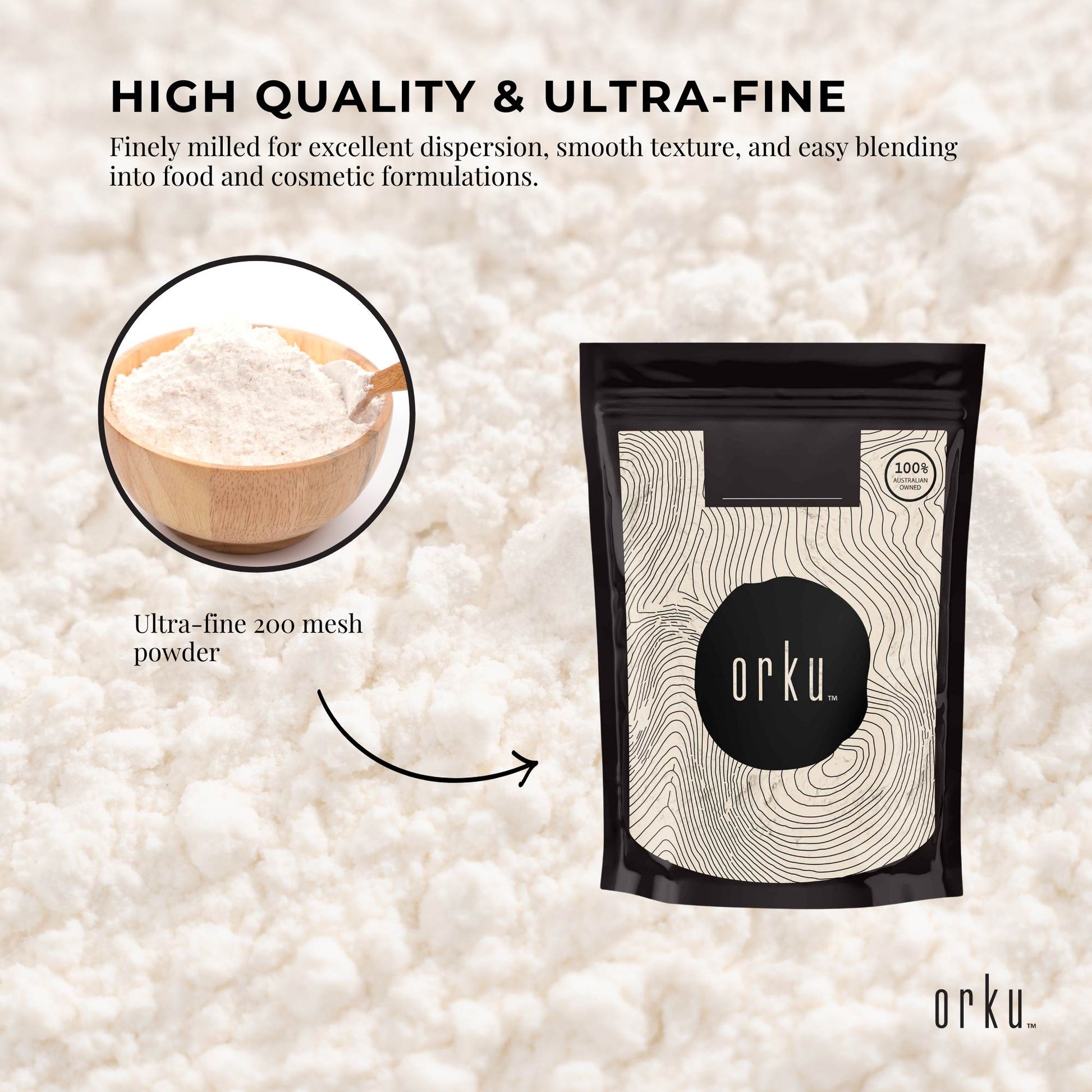 Orku 2Kg Xanthan Gum Thickener Pure Fine Powder 200 Mesh FCC E415 Food Additive