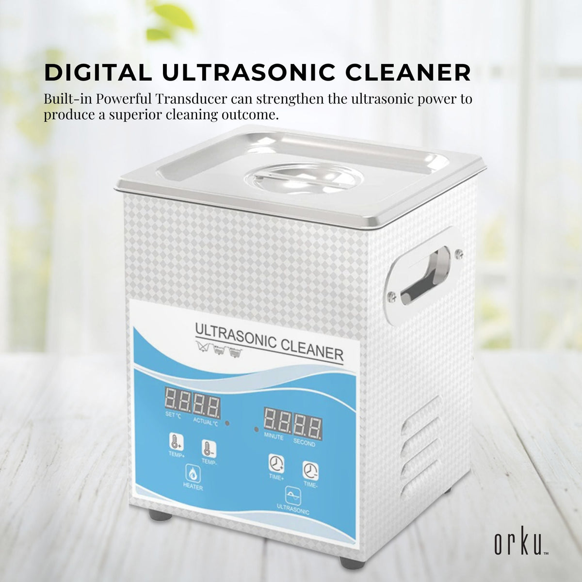 Orku 2L Ultrasonic Jewellery Cleaner Professional Machine + Digital Timer