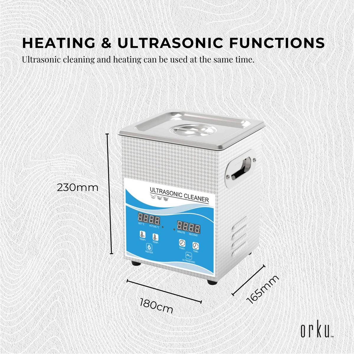 Orku 2L Ultrasonic Jewellery Cleaner Professional Machine + Digital Timer