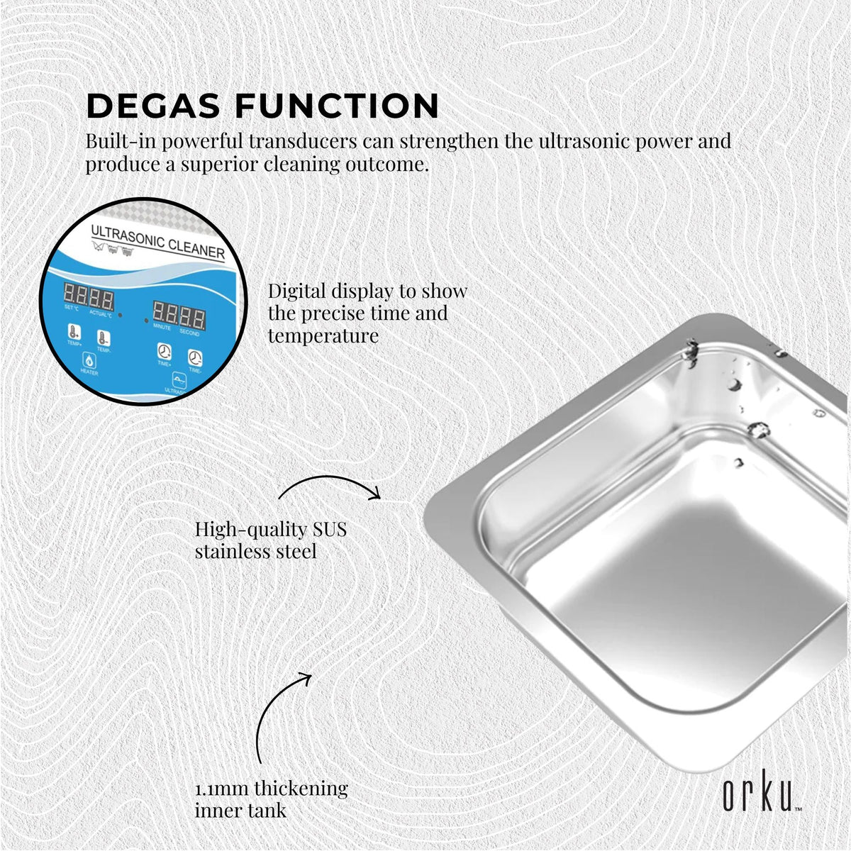 Orku 2L Ultrasonic Jewellery Cleaner Professional Machine + Digital Timer