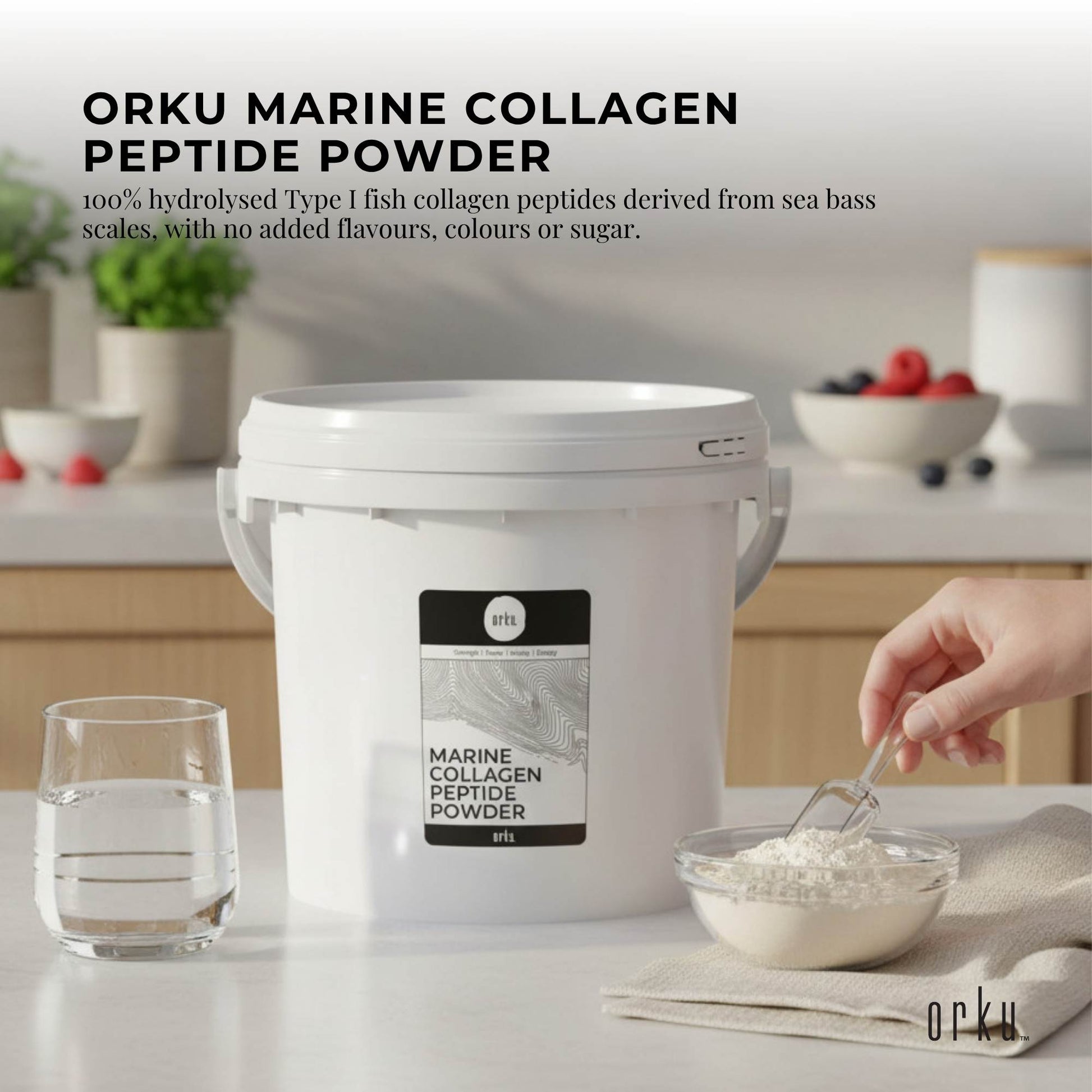 Orku 2.5Kg Marine Collagen Peptide Powder Type I Hydrolysed Protein Tub