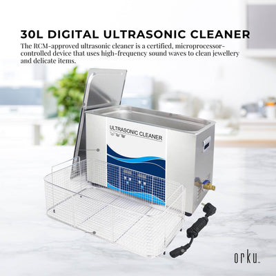 Orku 30L Ultrasonic Jewellery Cleaner Professional Machine + Digital Timer