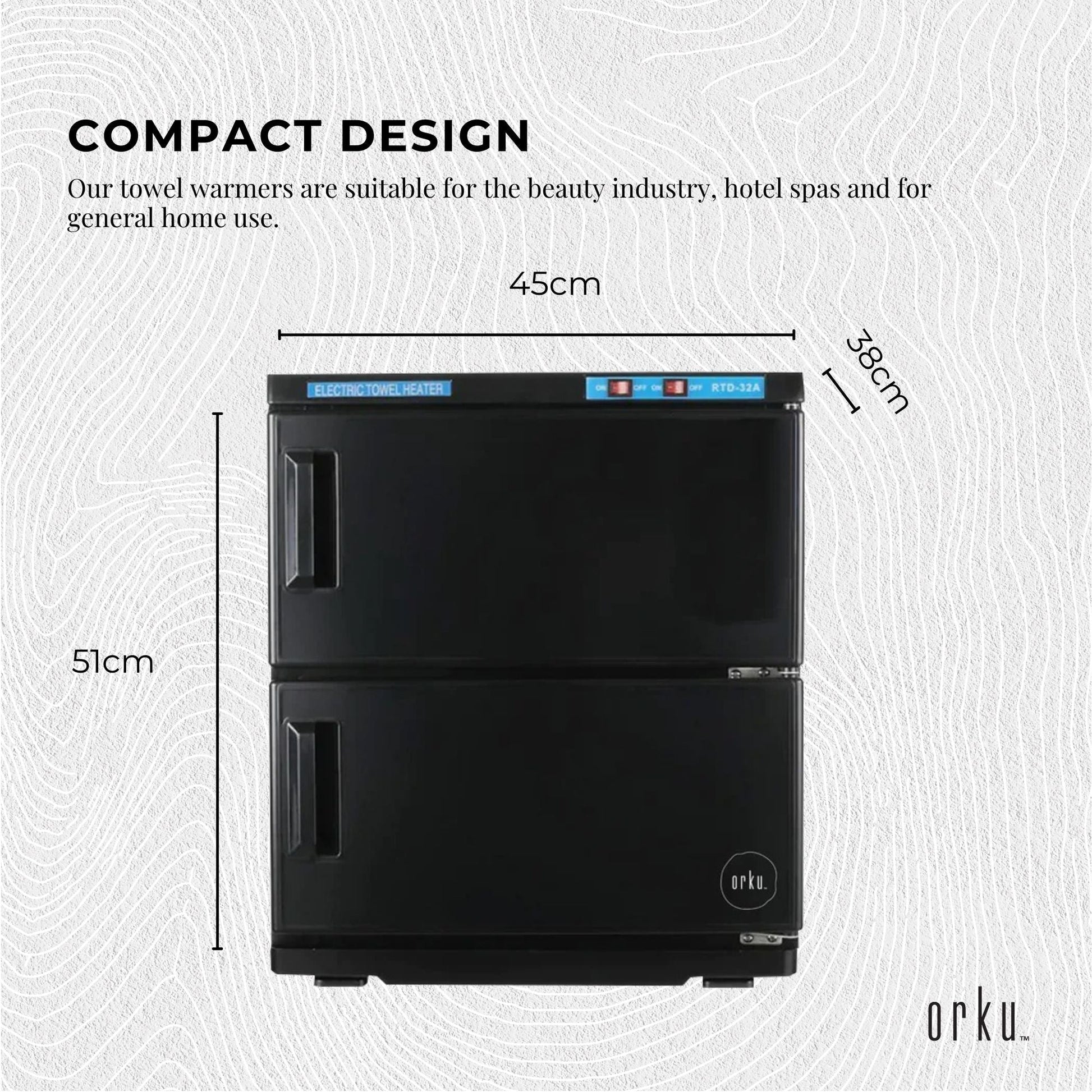 Orku 32L Black UV Electric Towel Warmer Steriliser Cabinet Salon Heat Sanitiser