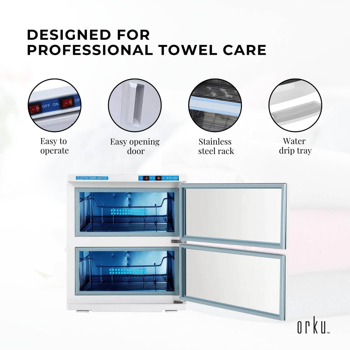 Orku 32L Electric Towel Warmer UV Cabinet Salon Spa White