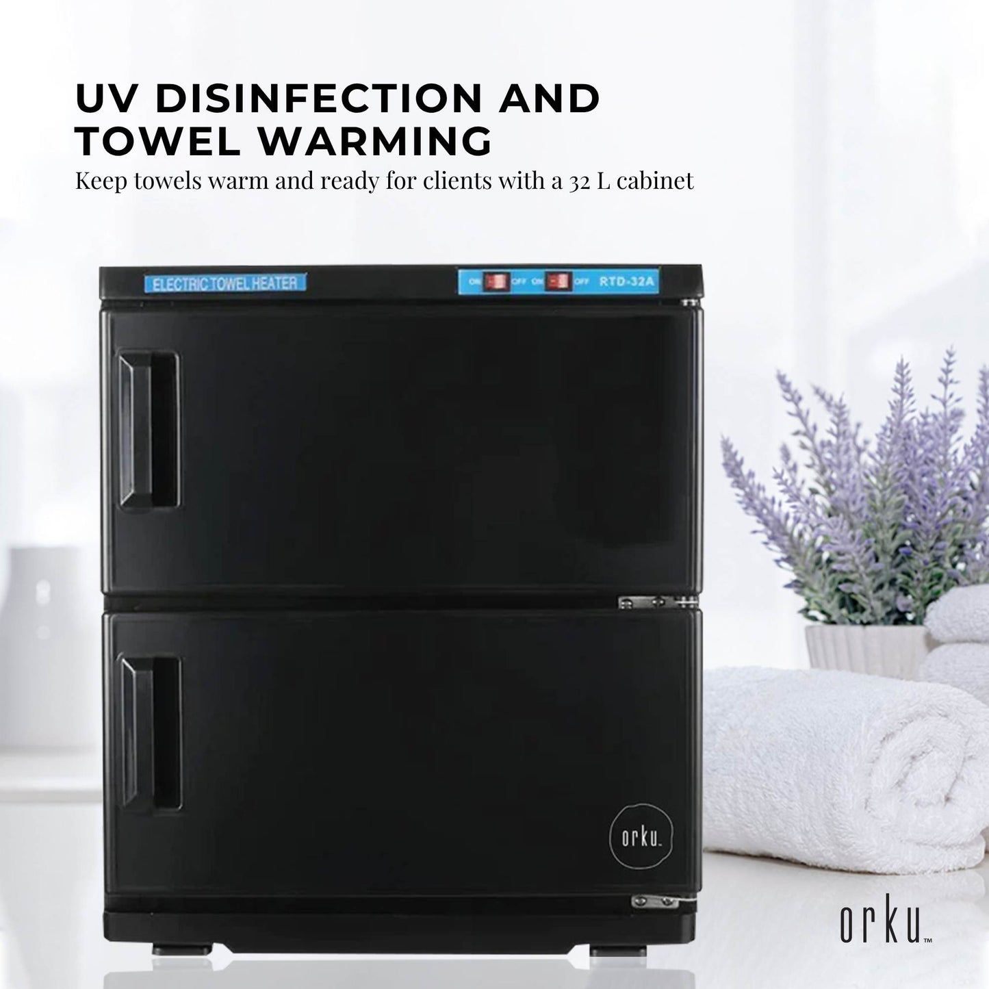 Orku 32L UV Disinfection Towel Warmer Cabinet Salon Spa Black