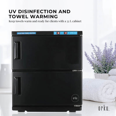 Orku 32L UV Disinfection Towel Warmer Cabinet Salon Spa Black