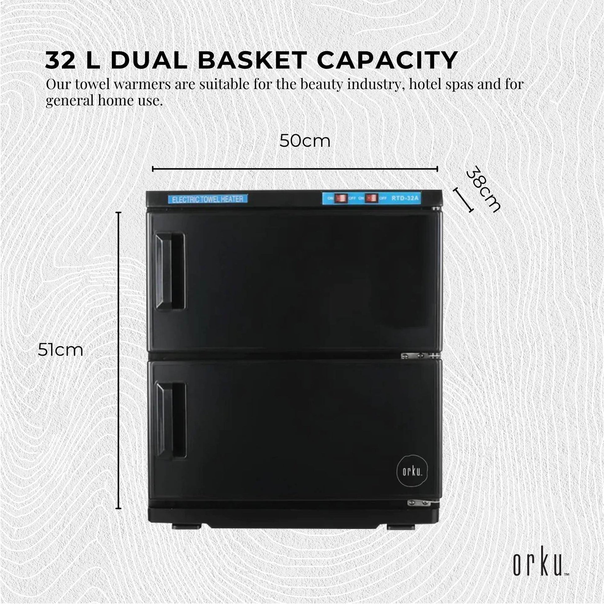 Orku 32L UV Disinfection Towel Warmer Cabinet Salon Spa Black