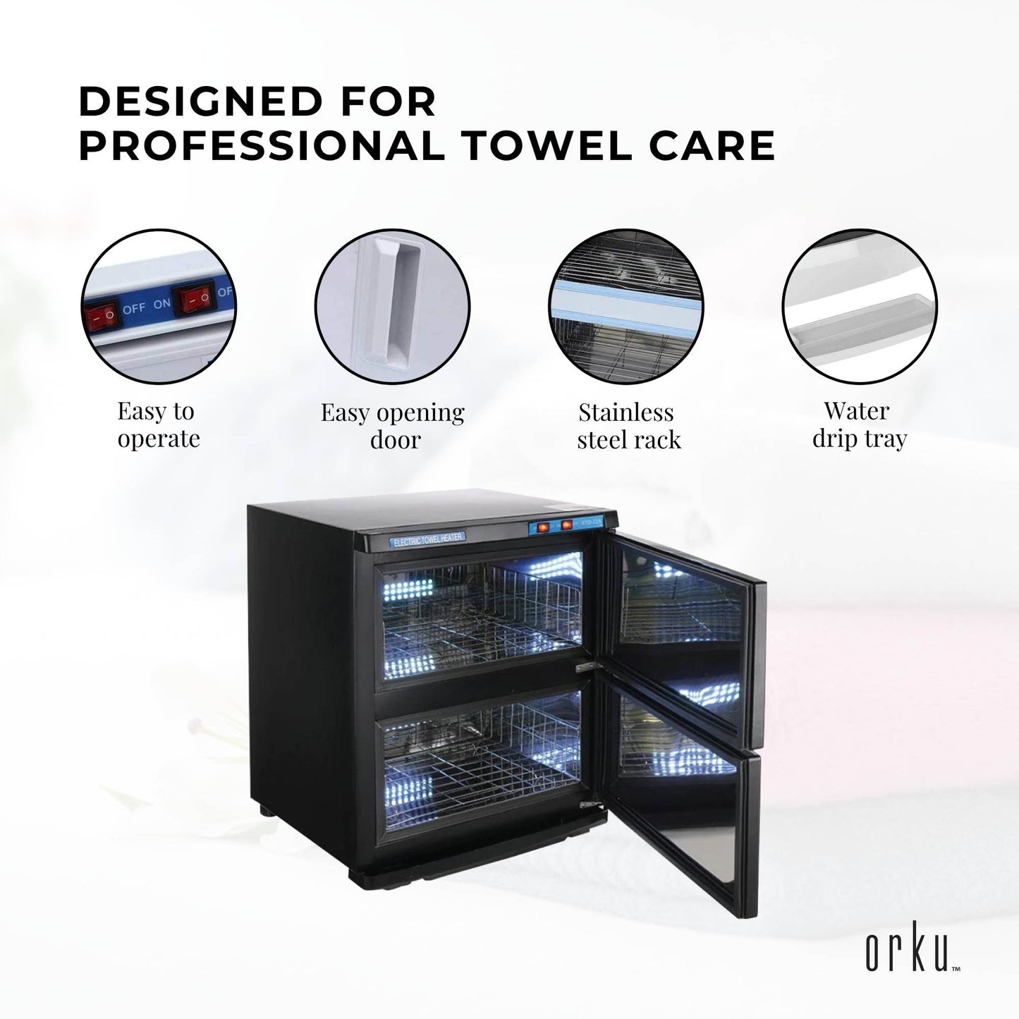 Orku 32L UV Disinfection Towel Warmer Cabinet Salon Spa Black