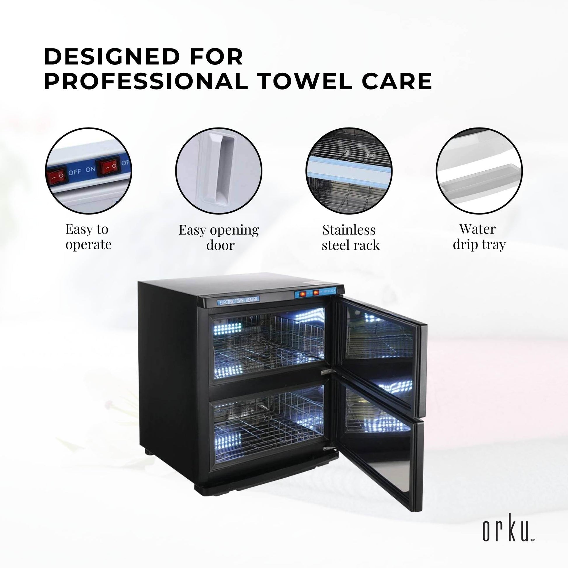 Orku 32L UV Disinfection Towel Warmer Cabinet Salon Spa Black