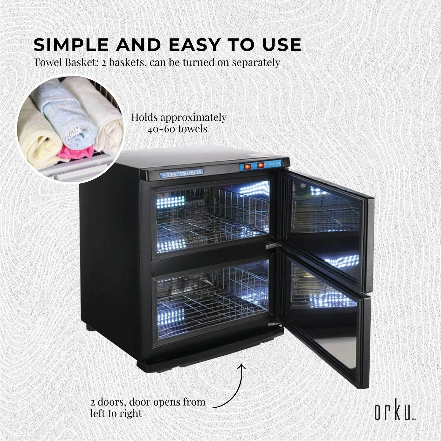 Orku 32L UV Disinfection Towel Warmer Cabinet Salon Spa Black