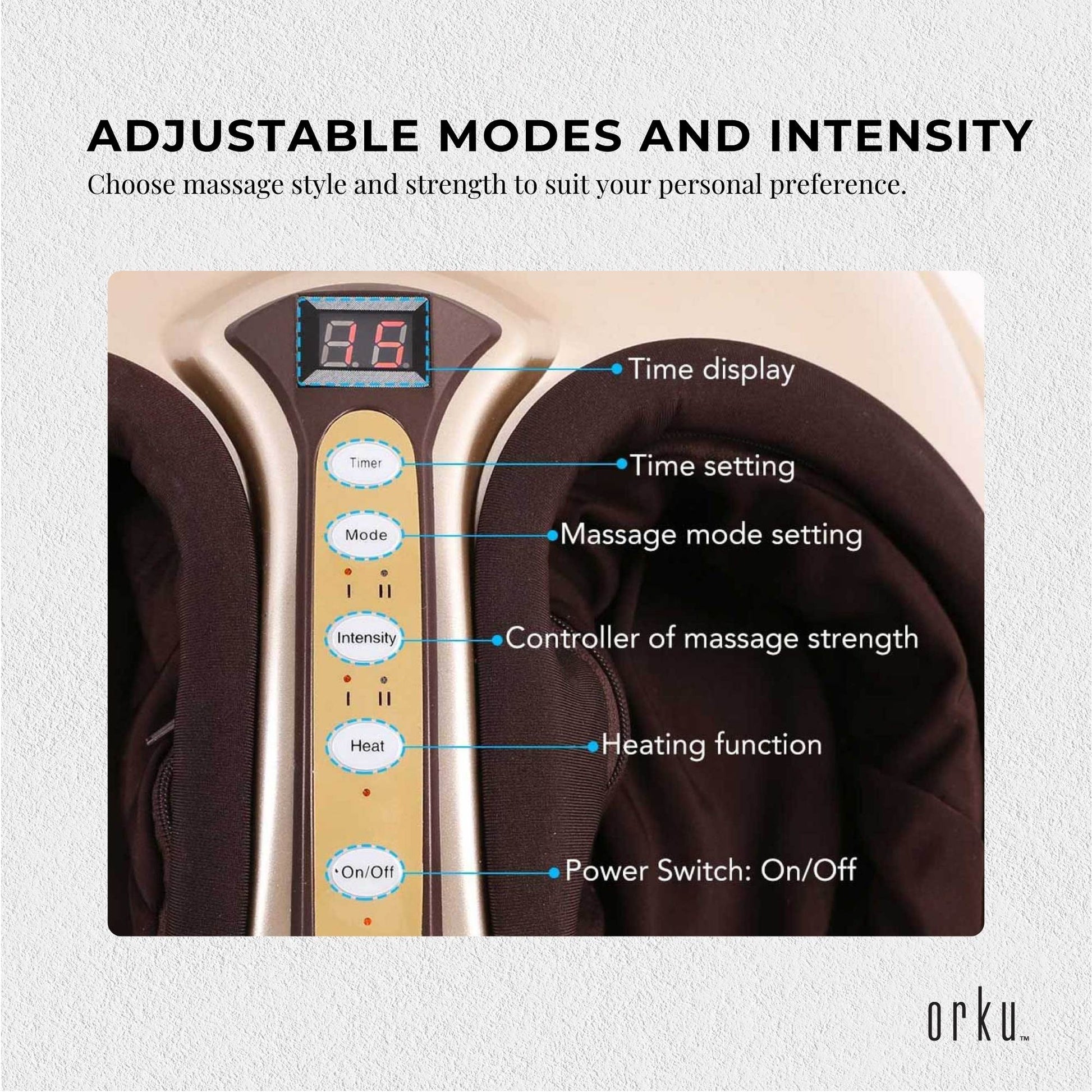 Orku 3D Foot Massager Machine - Home Heat Massage Kneading Air Compression Gold